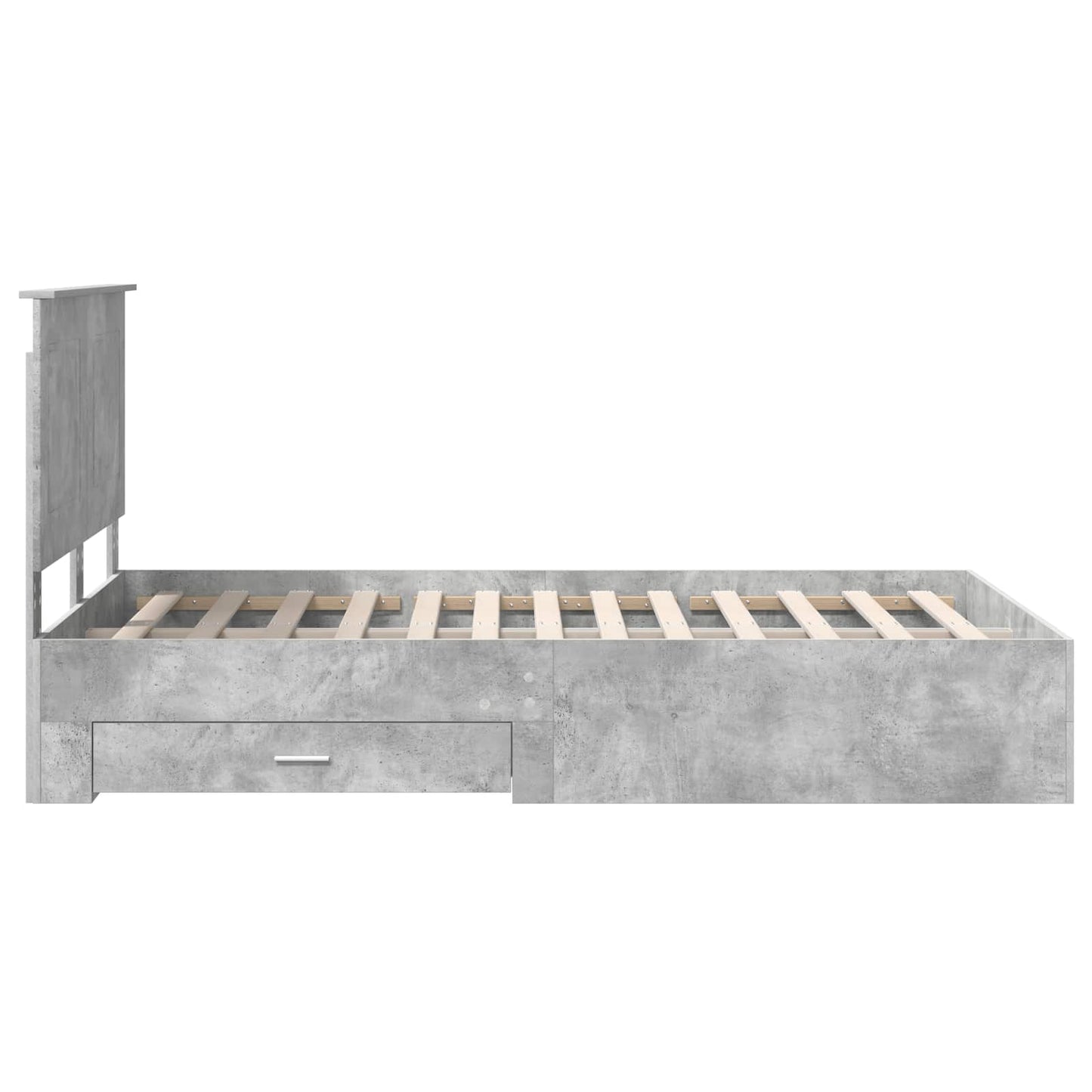 Ágykeret fiókkal tárolóval Beton Szürke 135 x 190 cm Szerelt Fa