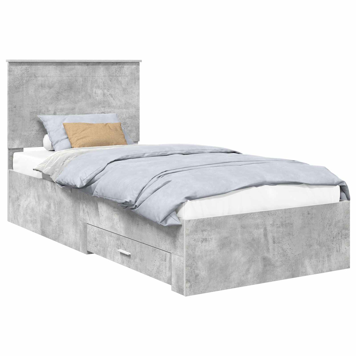 Ágykeret fiókkal tárolóval Beton Szürke 90 x 200 cm Szerelt Fa