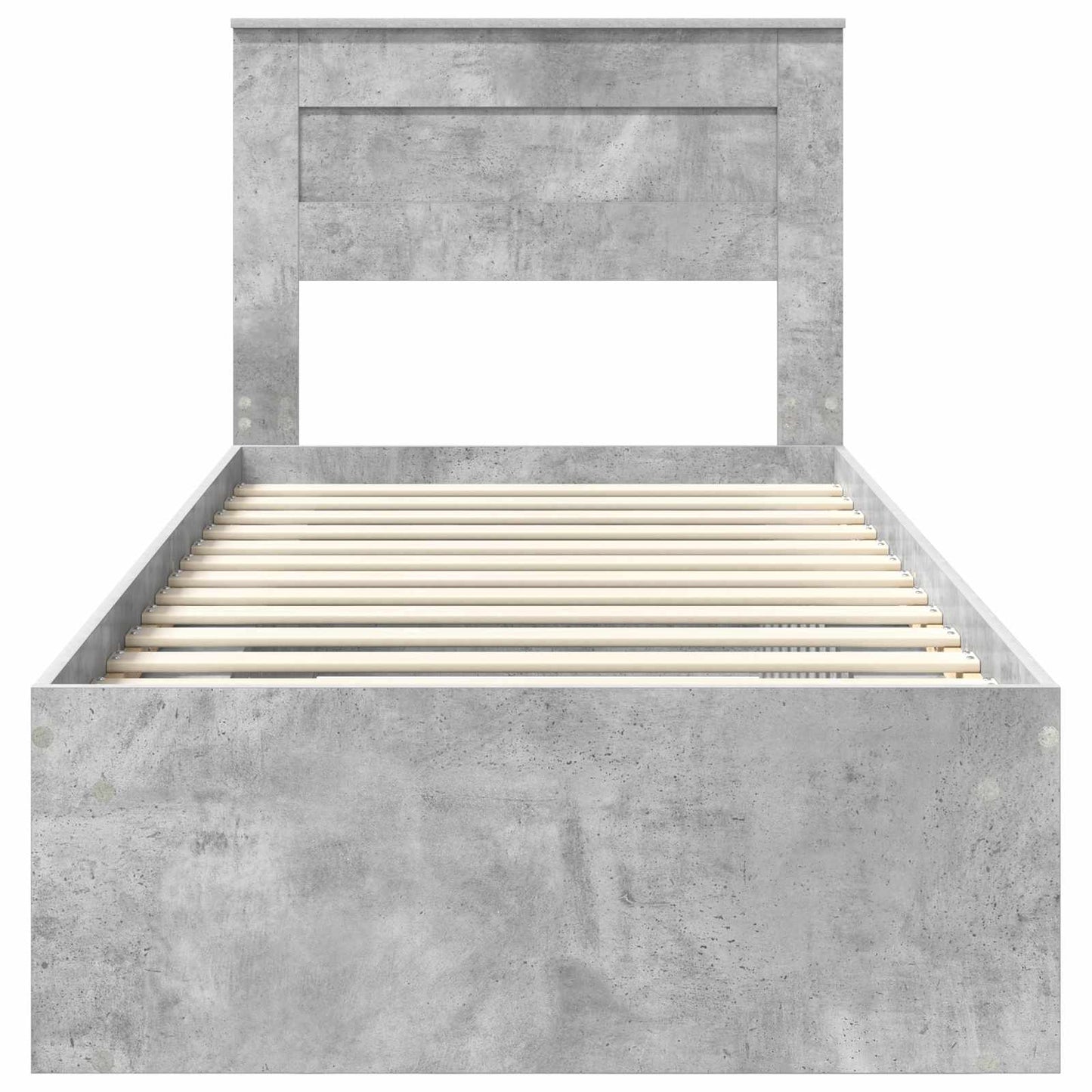 Ágykeret fejtámlával Beton Szürke 90 x 190 cm Tömör fenyőfa