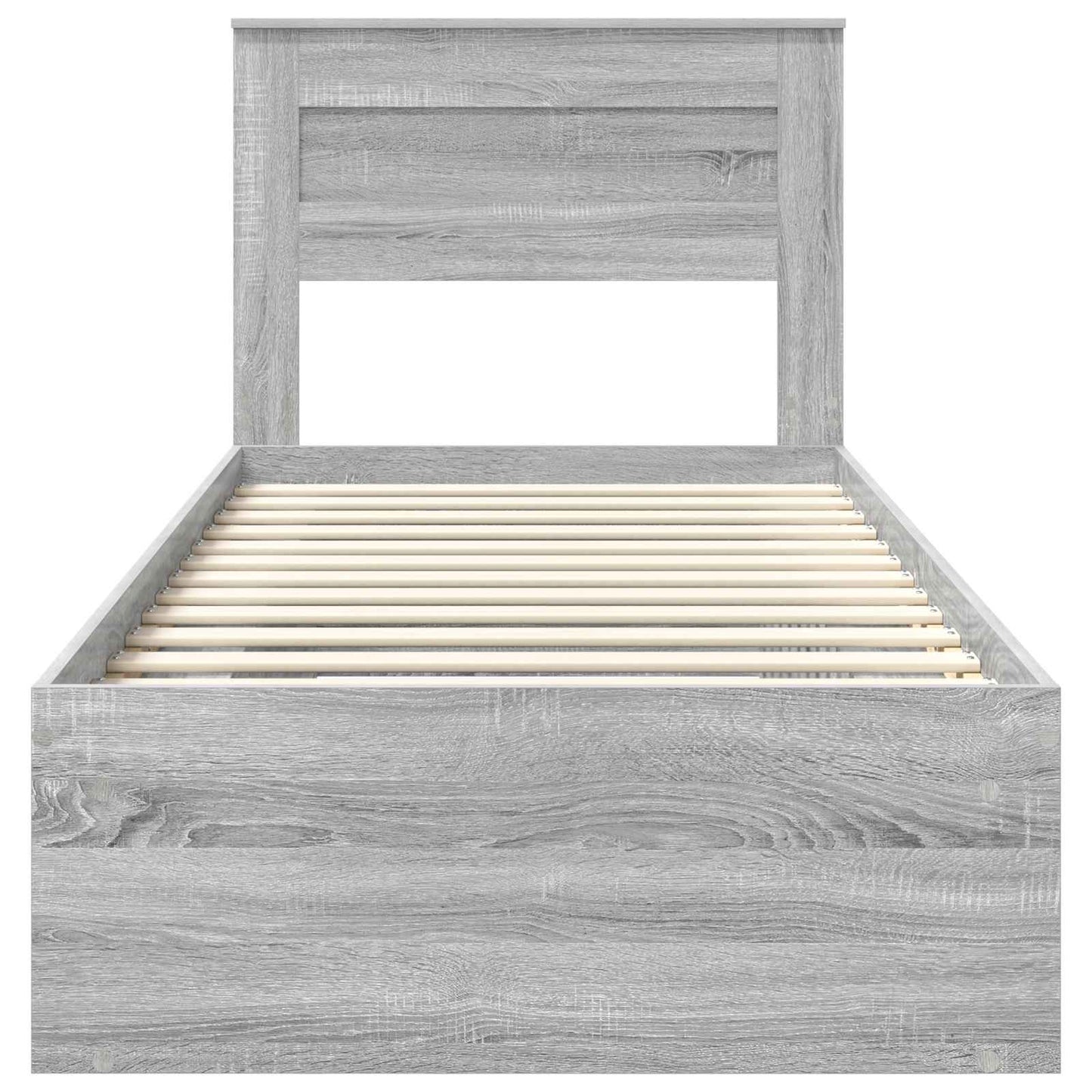 Ágykeret fejtámlával Szürke Sonoma 90 x 190 cm Tömör fenyőfa