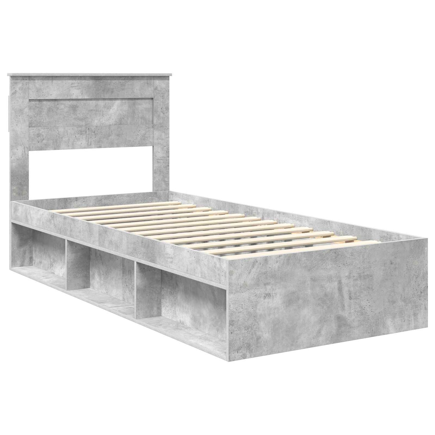 Ágykeret fejtámlával Beton Szürke 75 x 190 cm Tömör fenyőfa