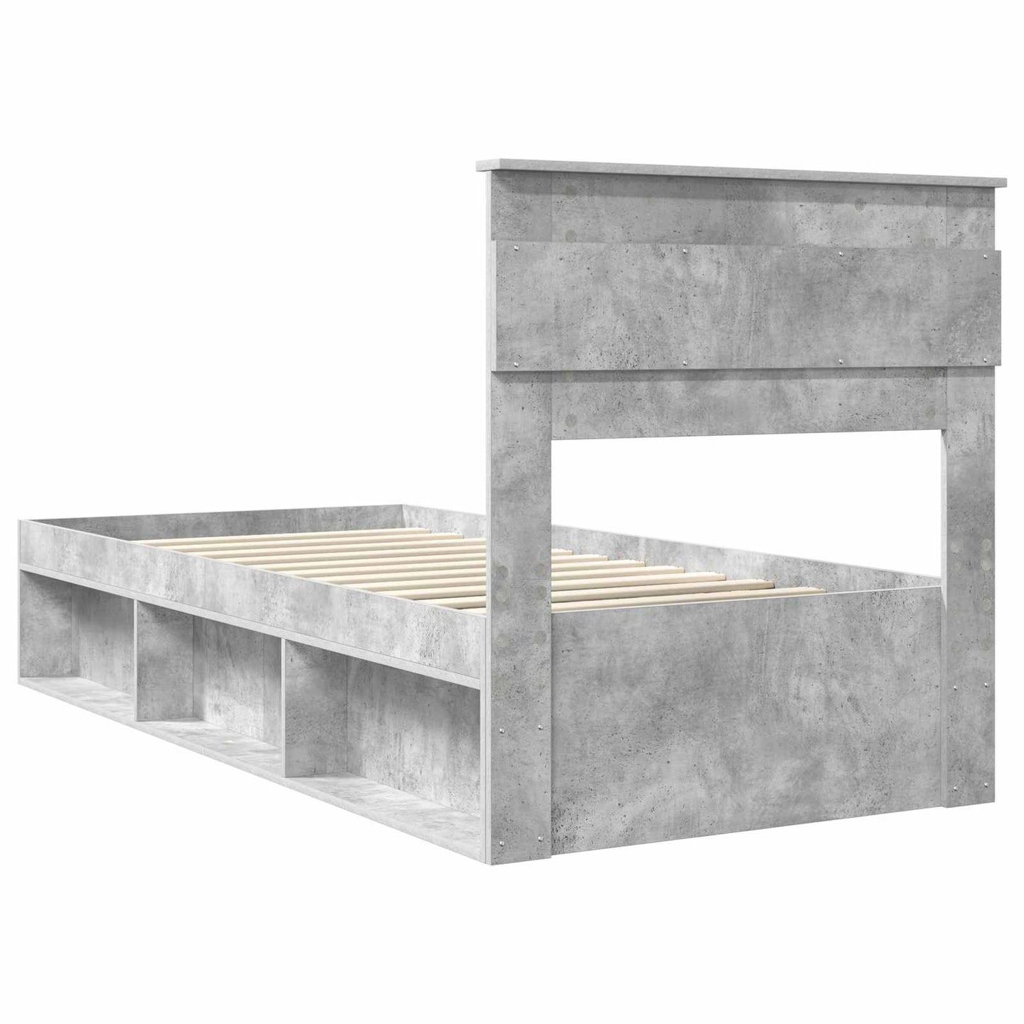 Ágykeret fejtámlával Beton Szürke 75 x 190 cm Tömör fenyőfa