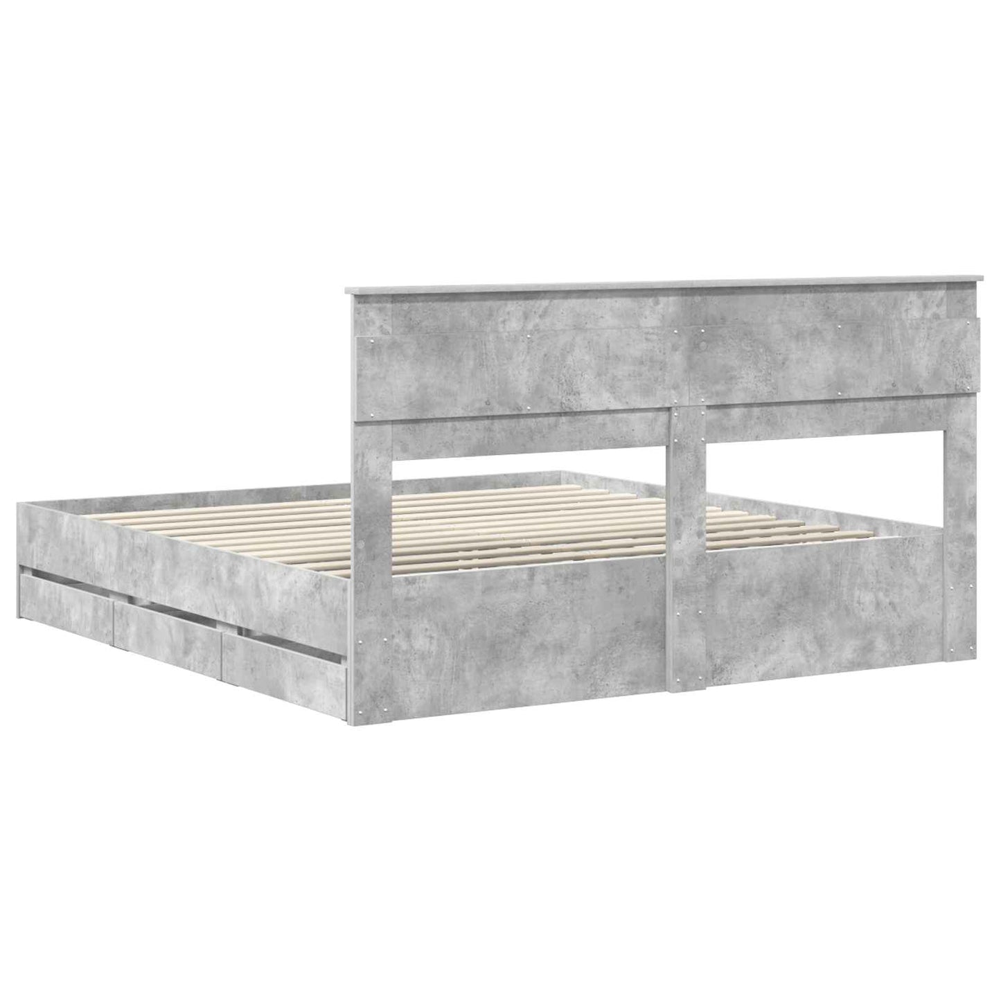 Ágykeret fiókkal tárolóval Beton Szürke 200 x 200 cm Mérnöki Fa