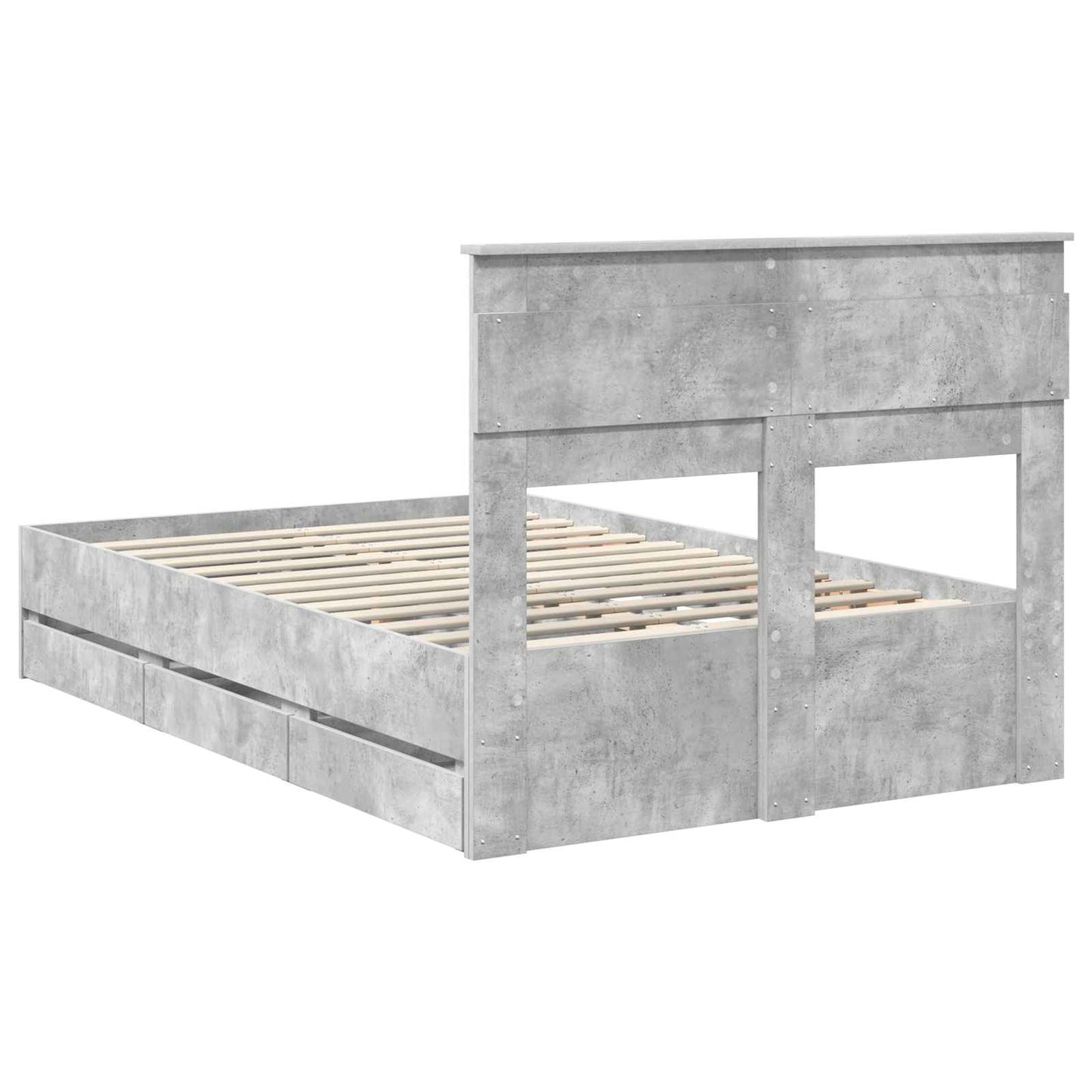 Ágykeret fiókkal tárolóval Beton Szürke 135 x 190 cm Mérnöki Fa