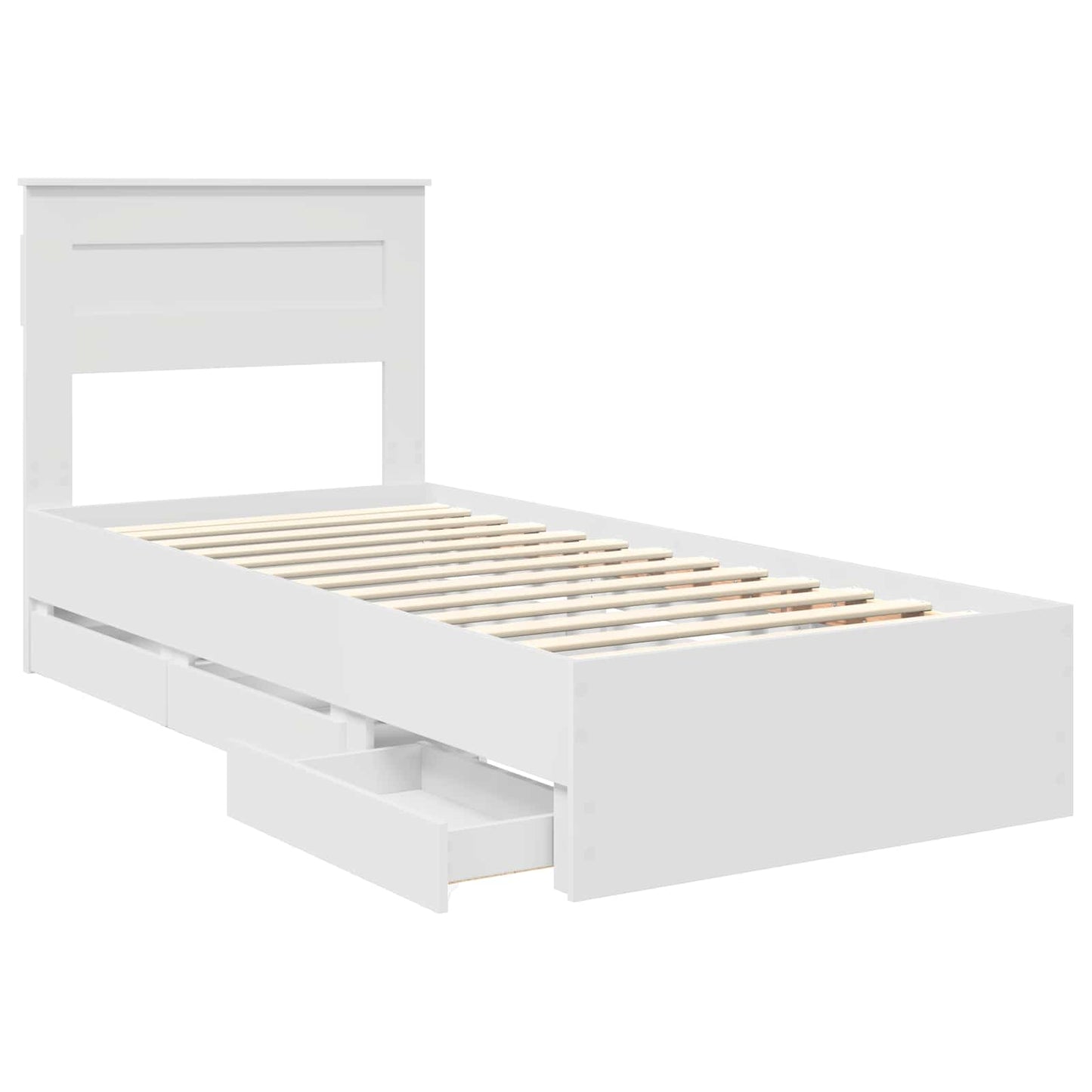 Ágykeret fiókkal fejtámlával Fehér 100 x 200 cm Mérnöki Fa