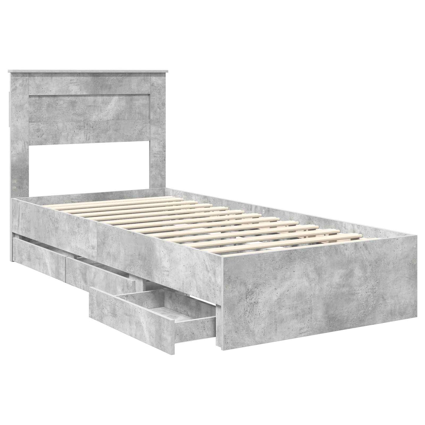 Ágykeret fiókkal tárolóval Beton Szürke 90 x 200 cm Mérnöki Fa