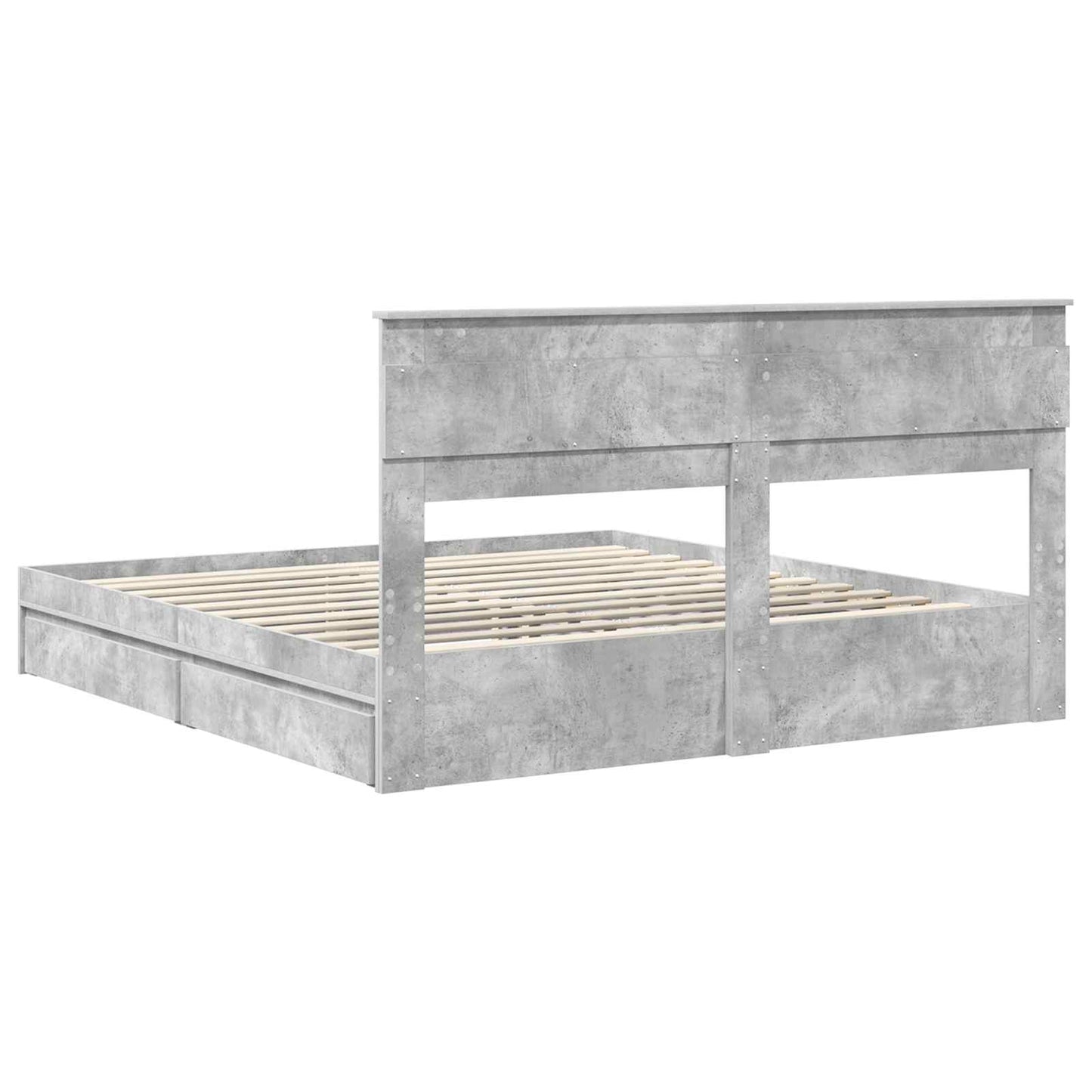 Tárolós Ágy fejtámlával Beton Szürke 200 x 200 cm Faanyag