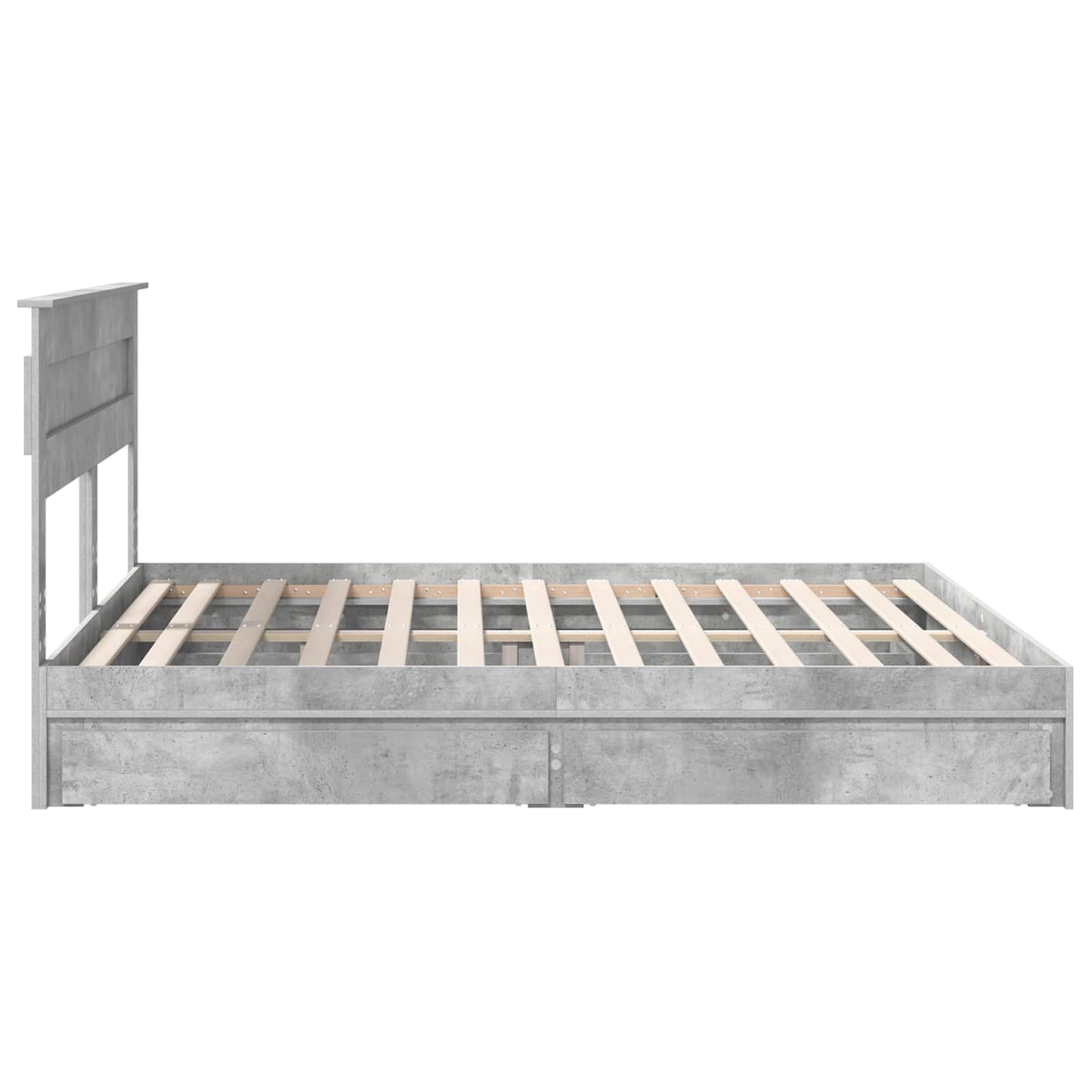 Tárolós Ágy fejtámlával Beton Szürke 200 x 200 cm Faanyag