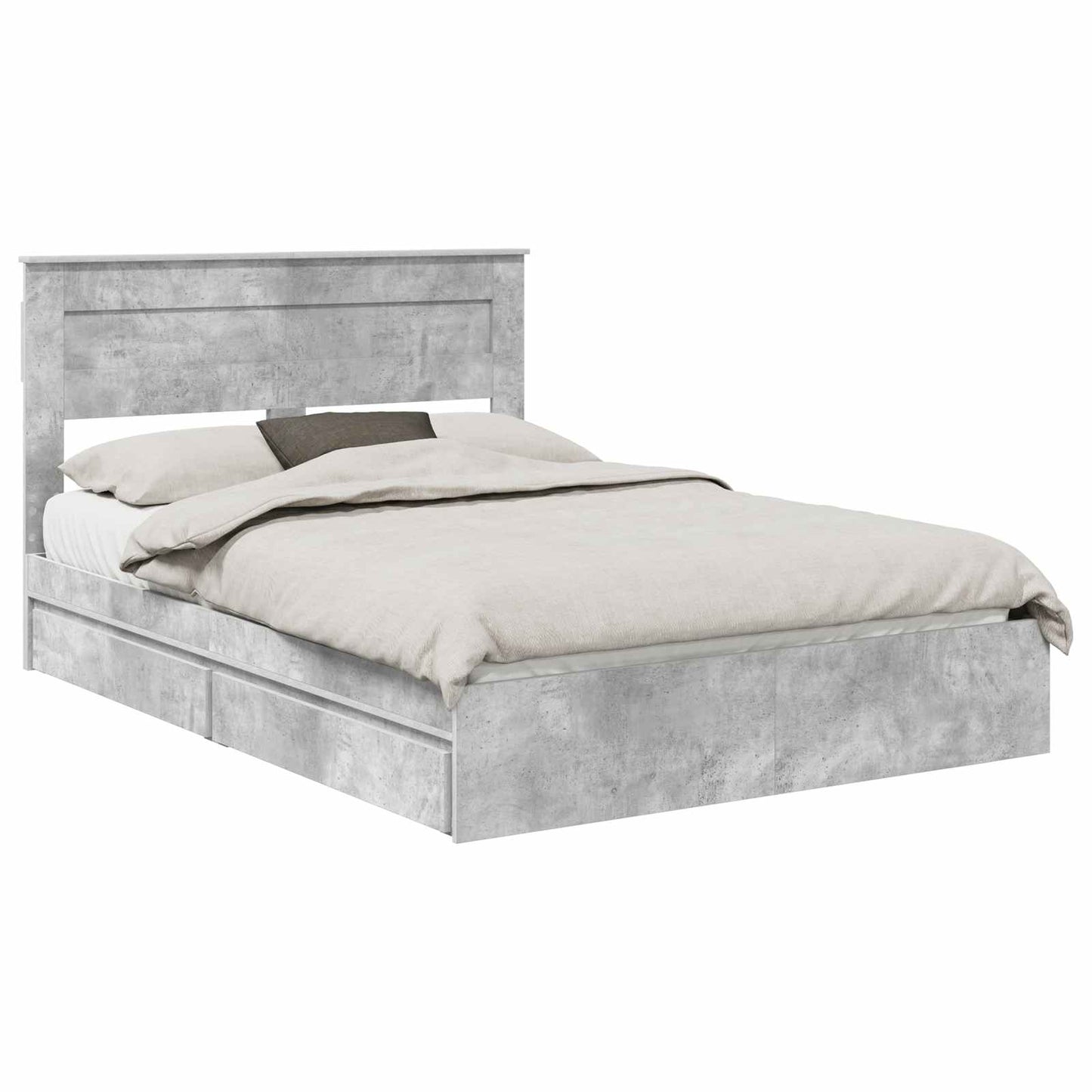 Tárolós Ágy fiókkal Beton Szürke 150 x 200 cm Szerelt Fa