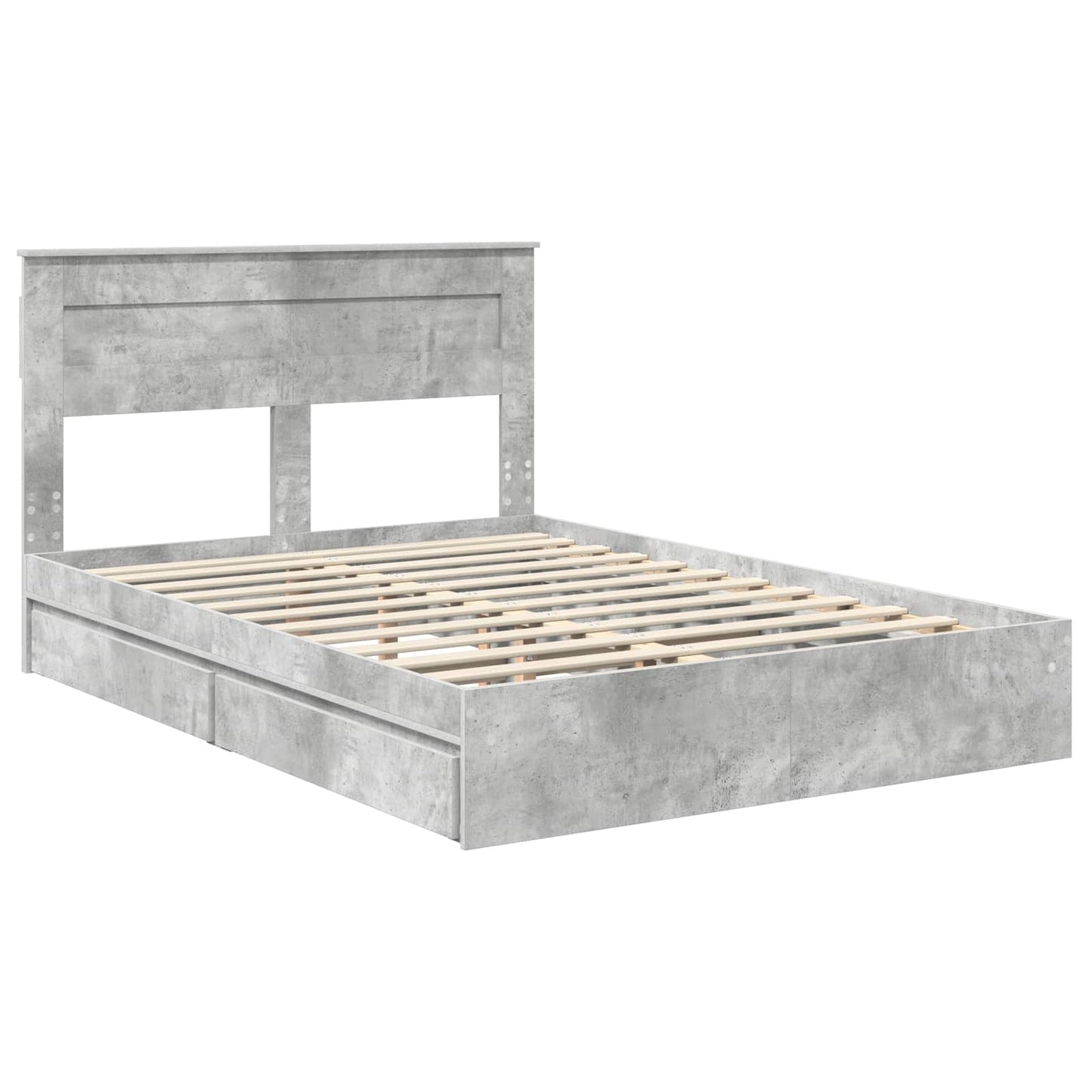 Tárolós Ágy fiókkal Beton Szürke 150 x 200 cm Szerelt Fa