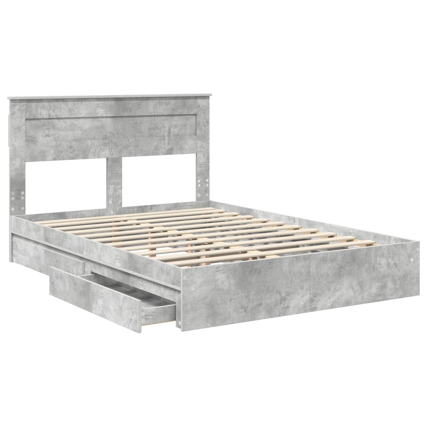 Tárolós Ágy fiókkal Beton Szürke 150 x 200 cm Szerelt Fa