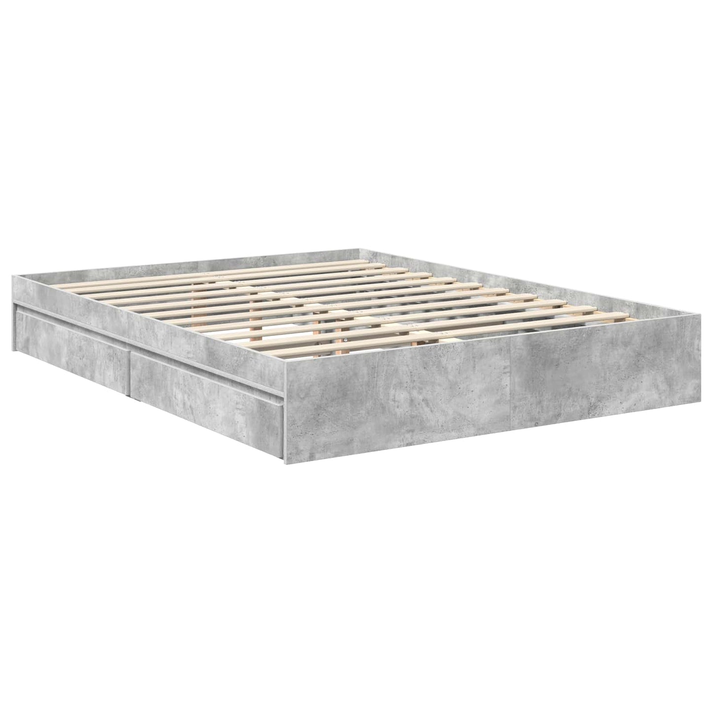 Tárolós Ágy fiókkal Beton Szürke 150 x 200 cm Szerelt Fa