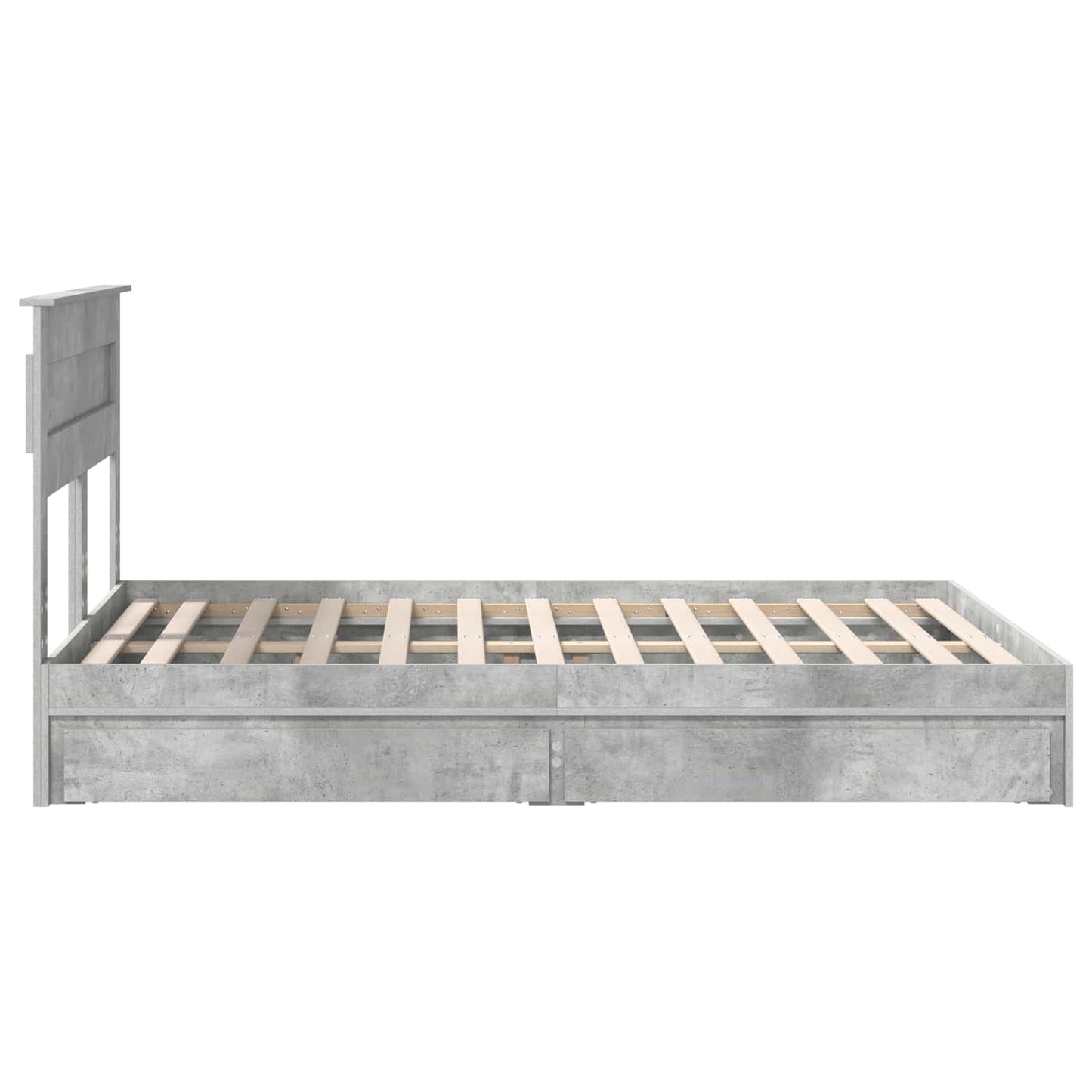 Tárolós Ágy fiókkal Beton Szürke 150 x 200 cm Szerelt Fa