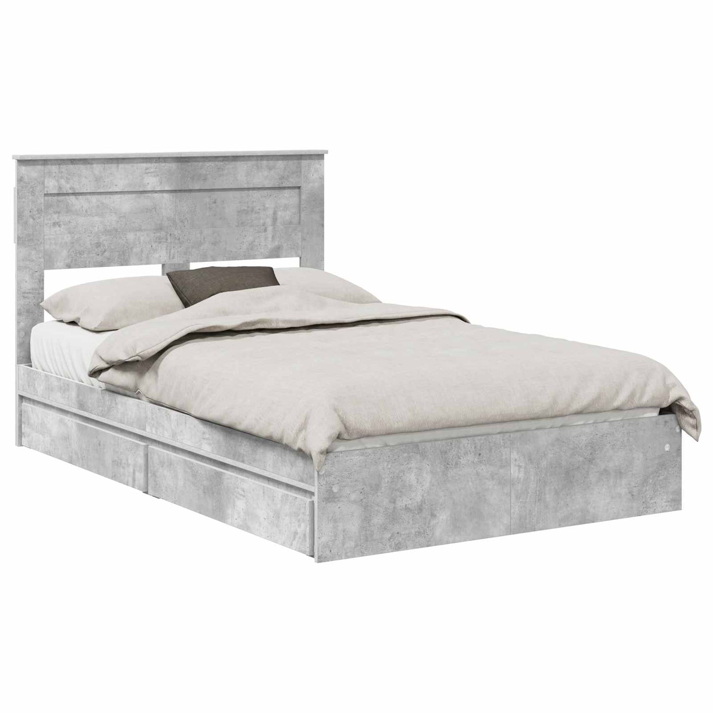 Tárolós Ágy fiókkal Beton Szürke 135 x 190 cm Szerelt Fa
