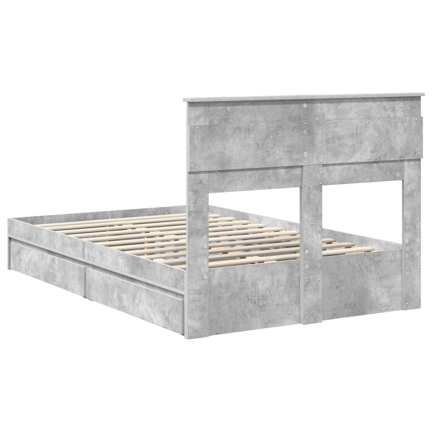 Tárolós Ágy fiókkal Beton Szürke 135 x 190 cm Szerelt Fa