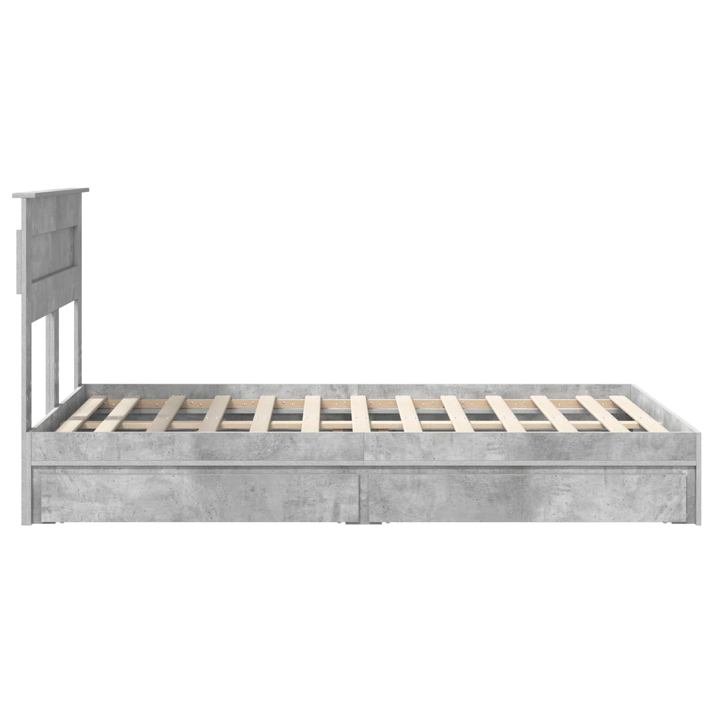 Tárolós Ágy fiókkal Beton Szürke 135 x 190 cm Szerelt Fa