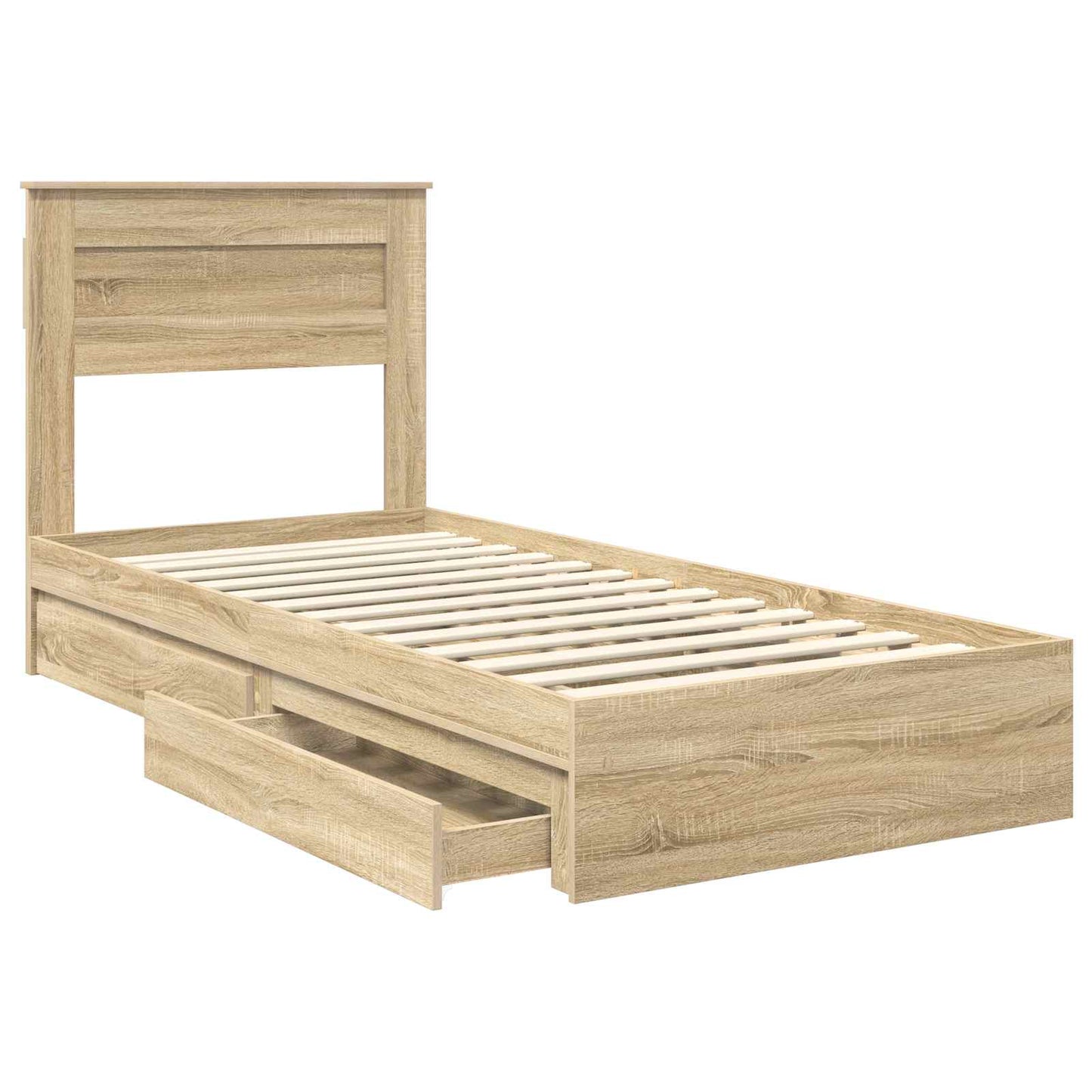 Tárolós Ágy fejtámlával Sonoma tölgy 100 x 200 cm Faanyag