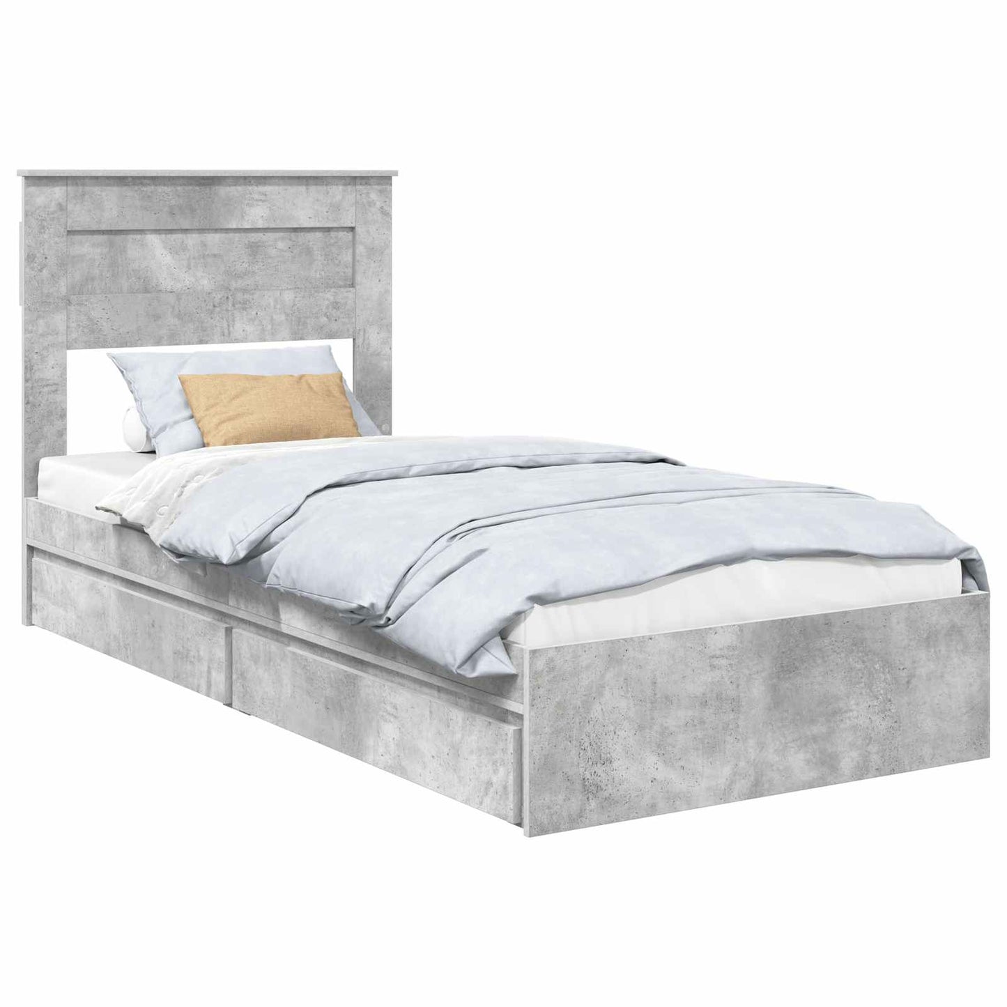 Tárolós Ágy fiókkal Beton Szürke 90 x 190 cm Szerelt Fa