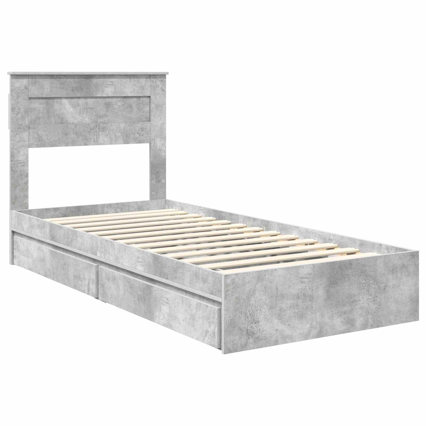Tárolós Ágy fiókkal Beton Szürke 90 x 190 cm Szerelt Fa