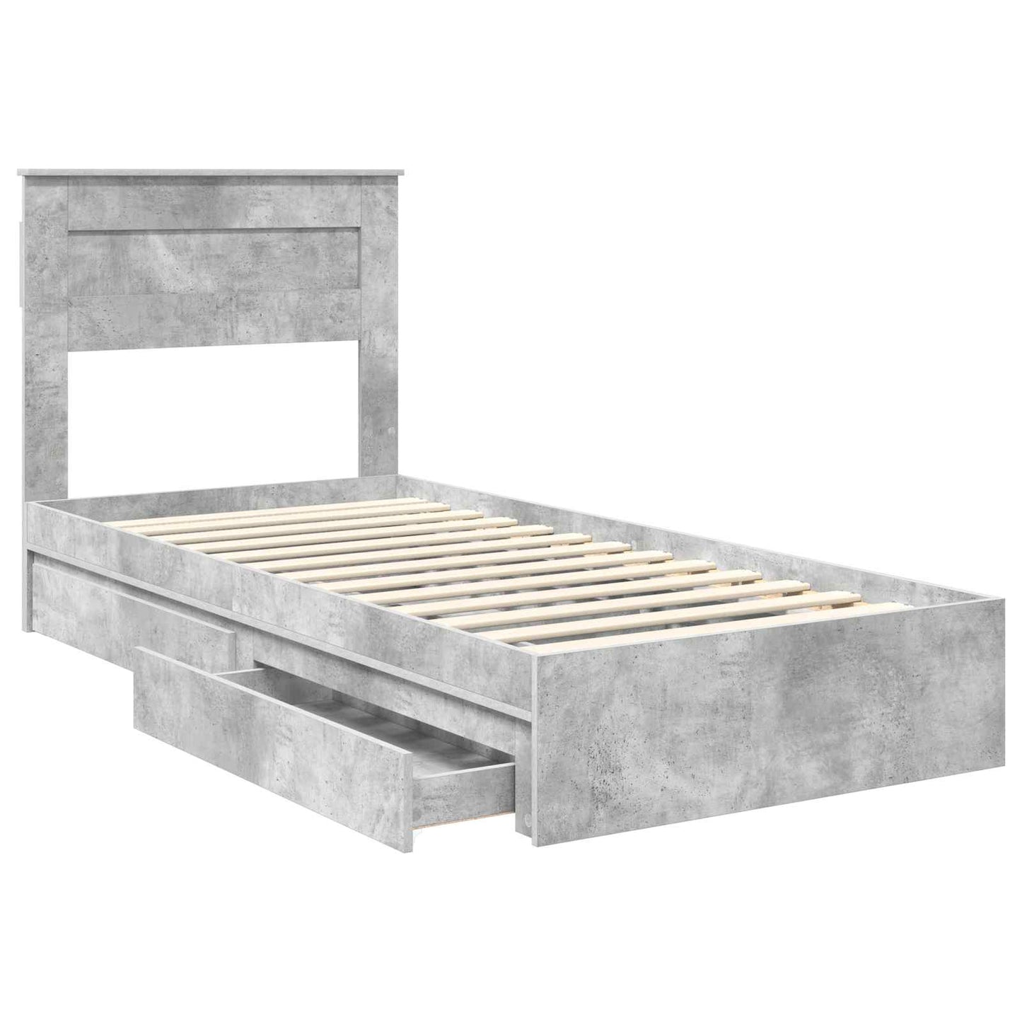 Tárolós Ágy fiókkal Beton Szürke 90 x 190 cm Szerelt Fa