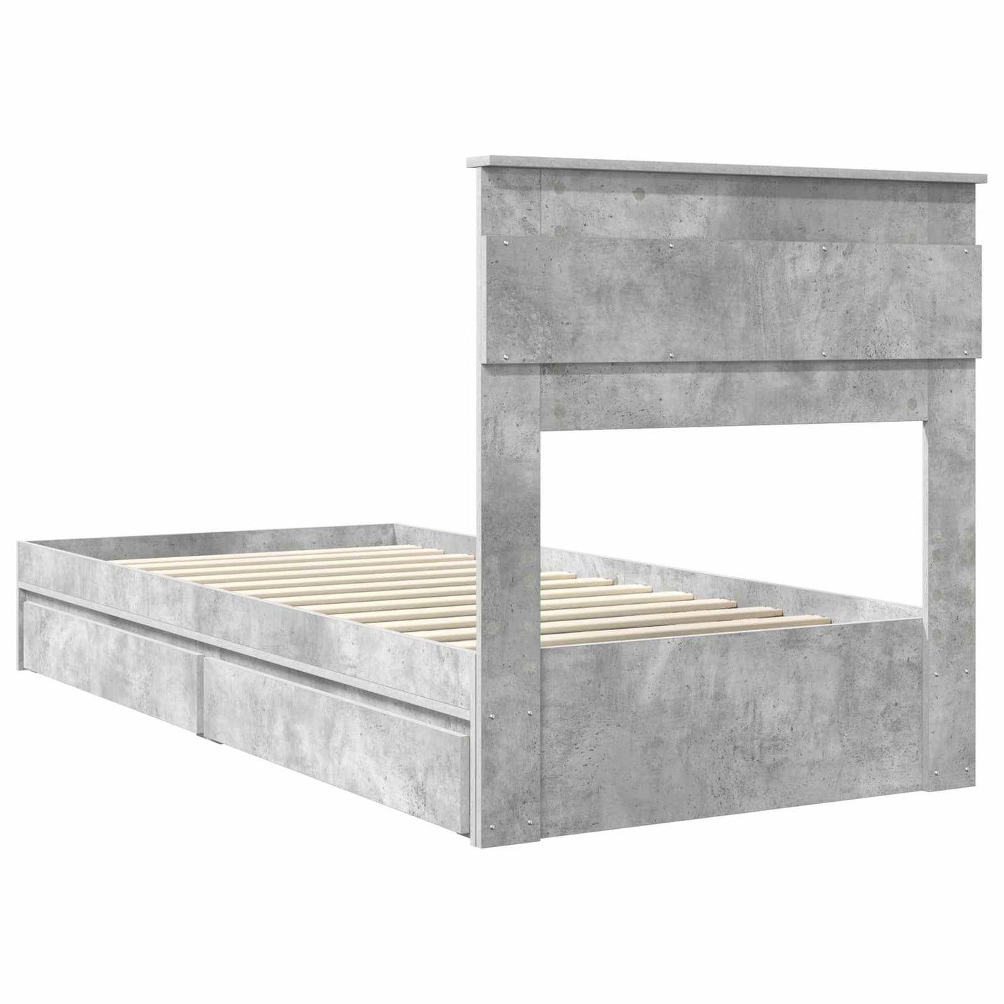 Tárolós Ágy fiókkal Beton Szürke 90 x 190 cm Szerelt Fa