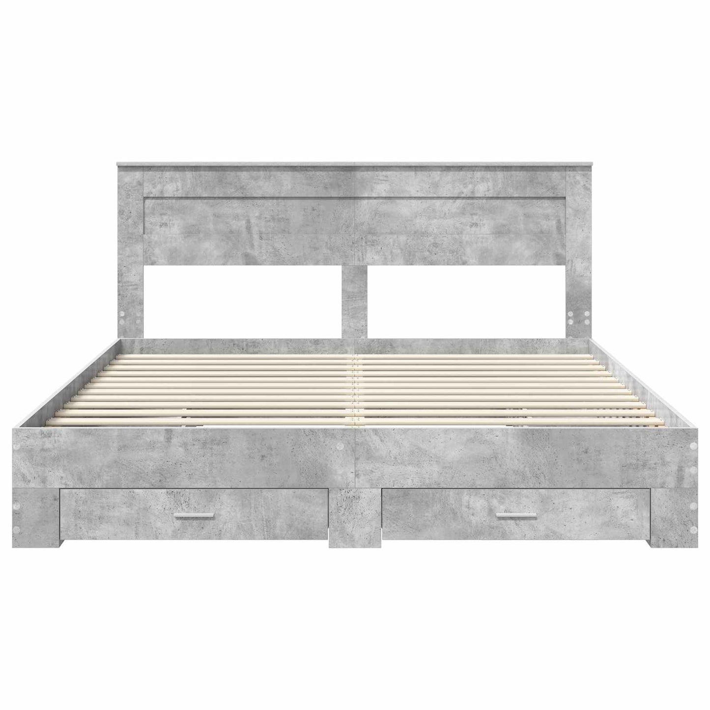 Ágykeret fiókkal tárolóval Beton Szürke 200 x 200 cm Szerelt Fa