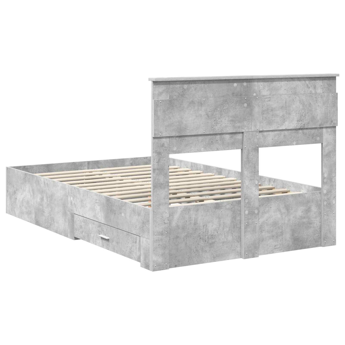 Ágykeret fiókkal tárolóval Beton Szürke 120 x 190 cm Szerelt Fa