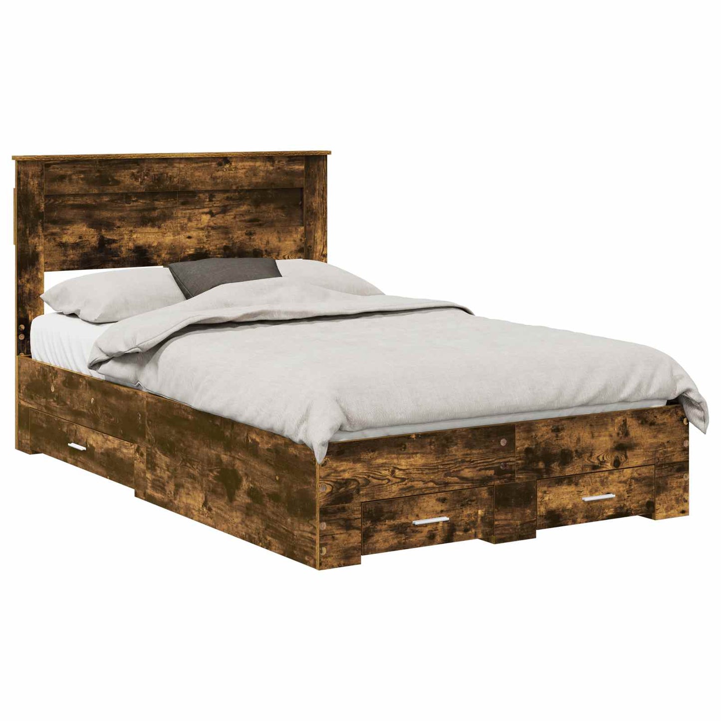 Ágykeret fiókkal Füstölt tölgy 120 x 190 cm Szerelt Fa