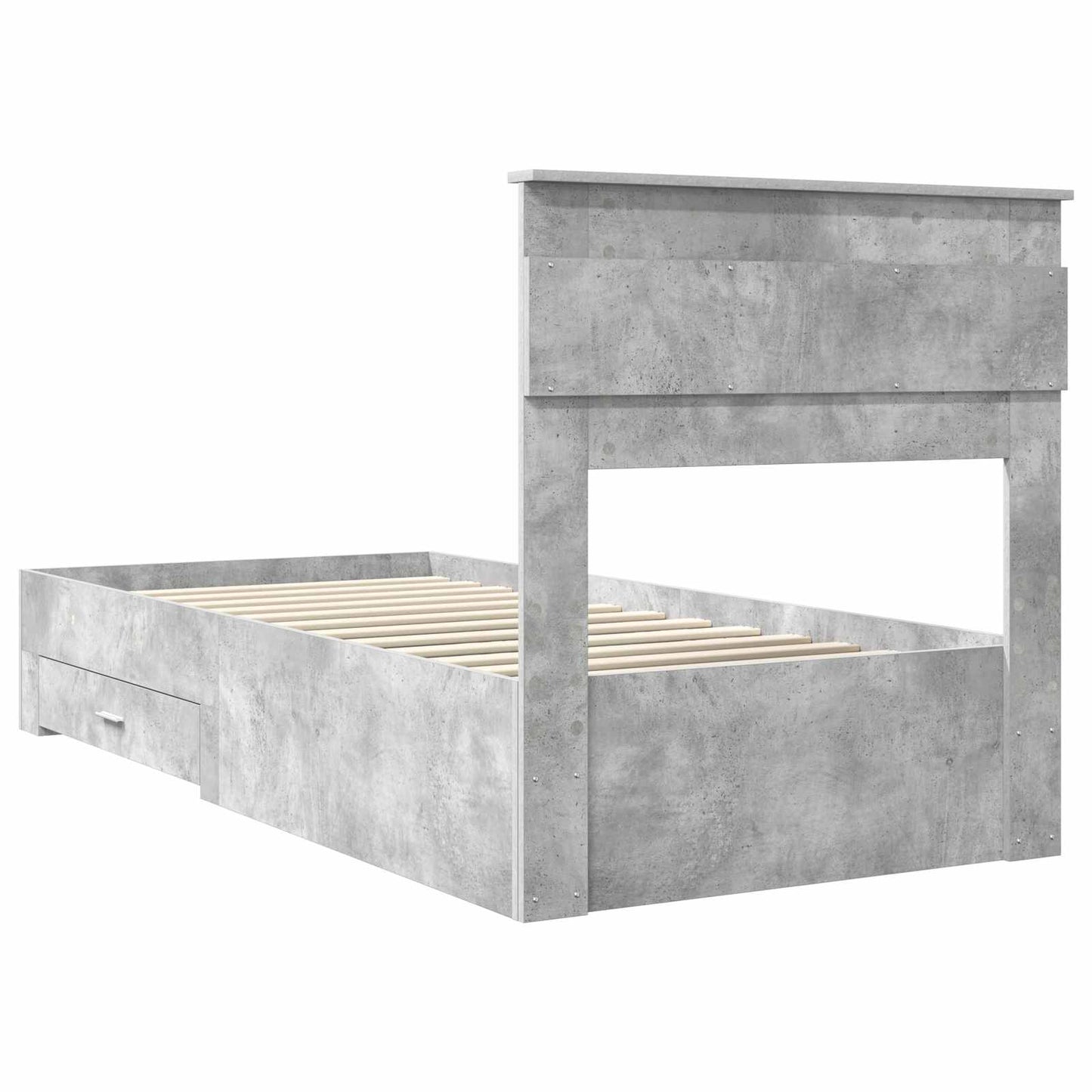 Ágykeret fiókkal tárolóval Beton Szürke 90 x 190 cm Szerelt Fa
