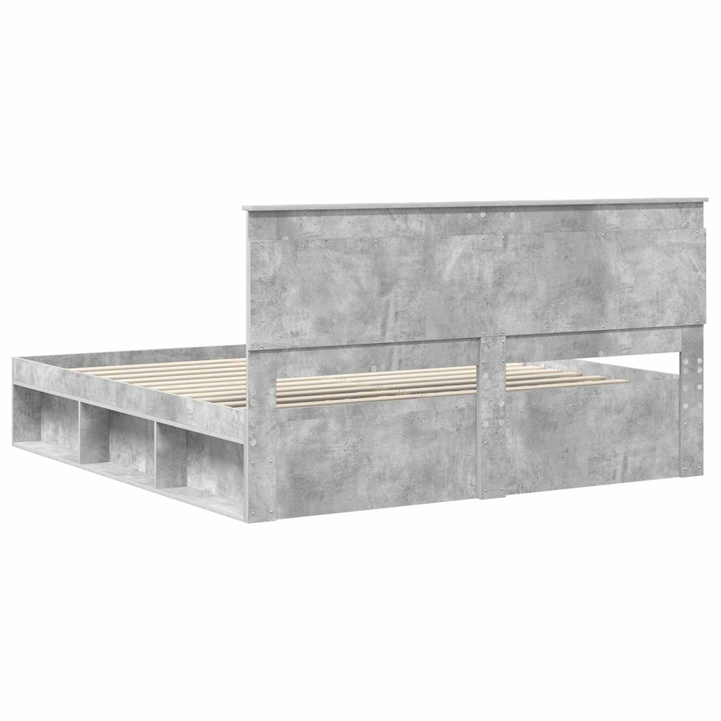 Ágykeret fejtámlával Beton 180 x 200 cm Tömör fenyőfa