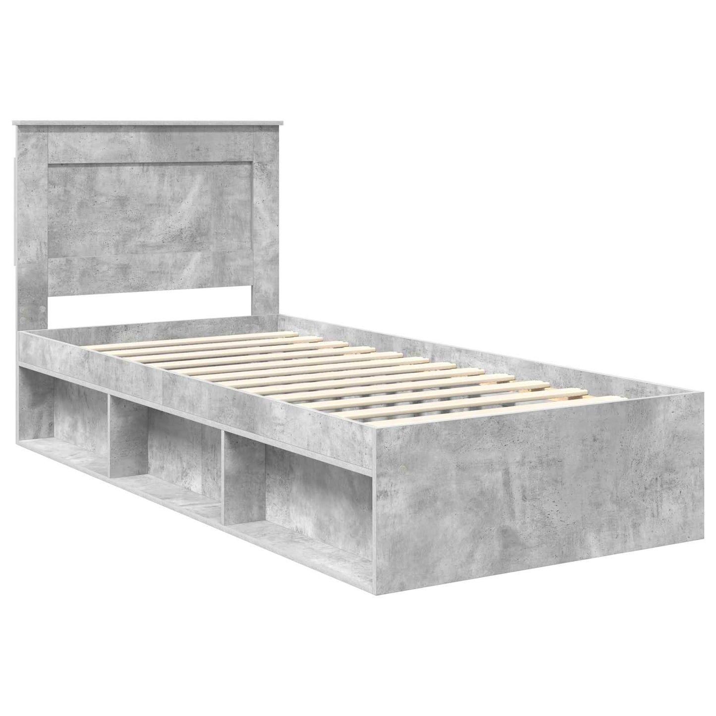Ágykeret fejtámlával Beton Szürke 100 x 200 cm Tömör fenyőfa