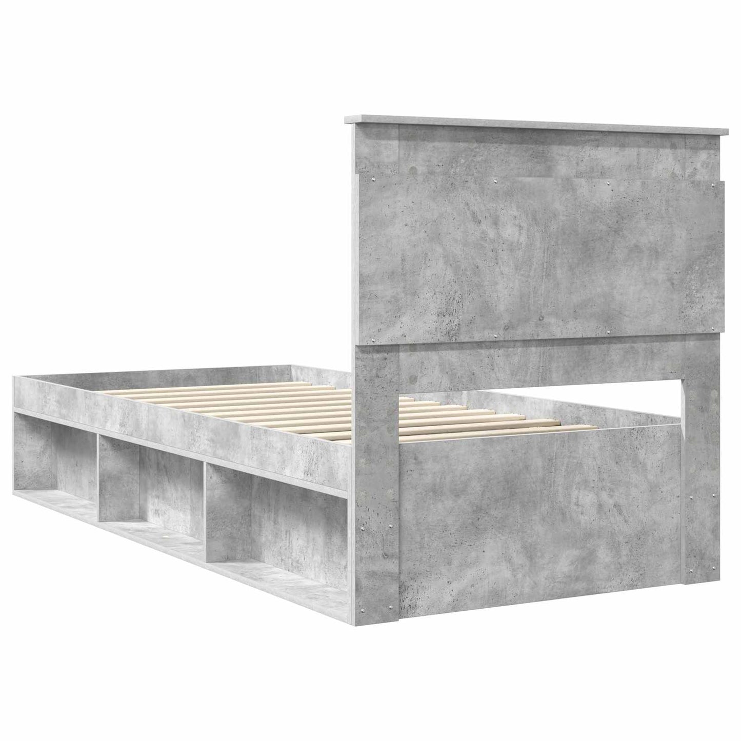 Ágykeret fejtámlával Beton Szürke 100 x 200 cm Tömör fenyőfa