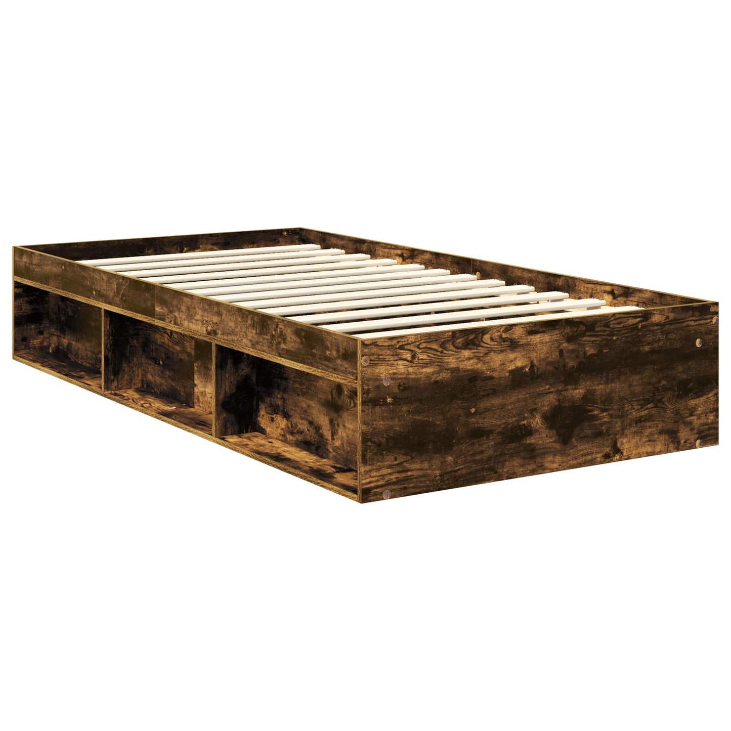 Ágykeret fejtámlával Füstölt tölgy 100 x 200 cm Tömör fenyőfa