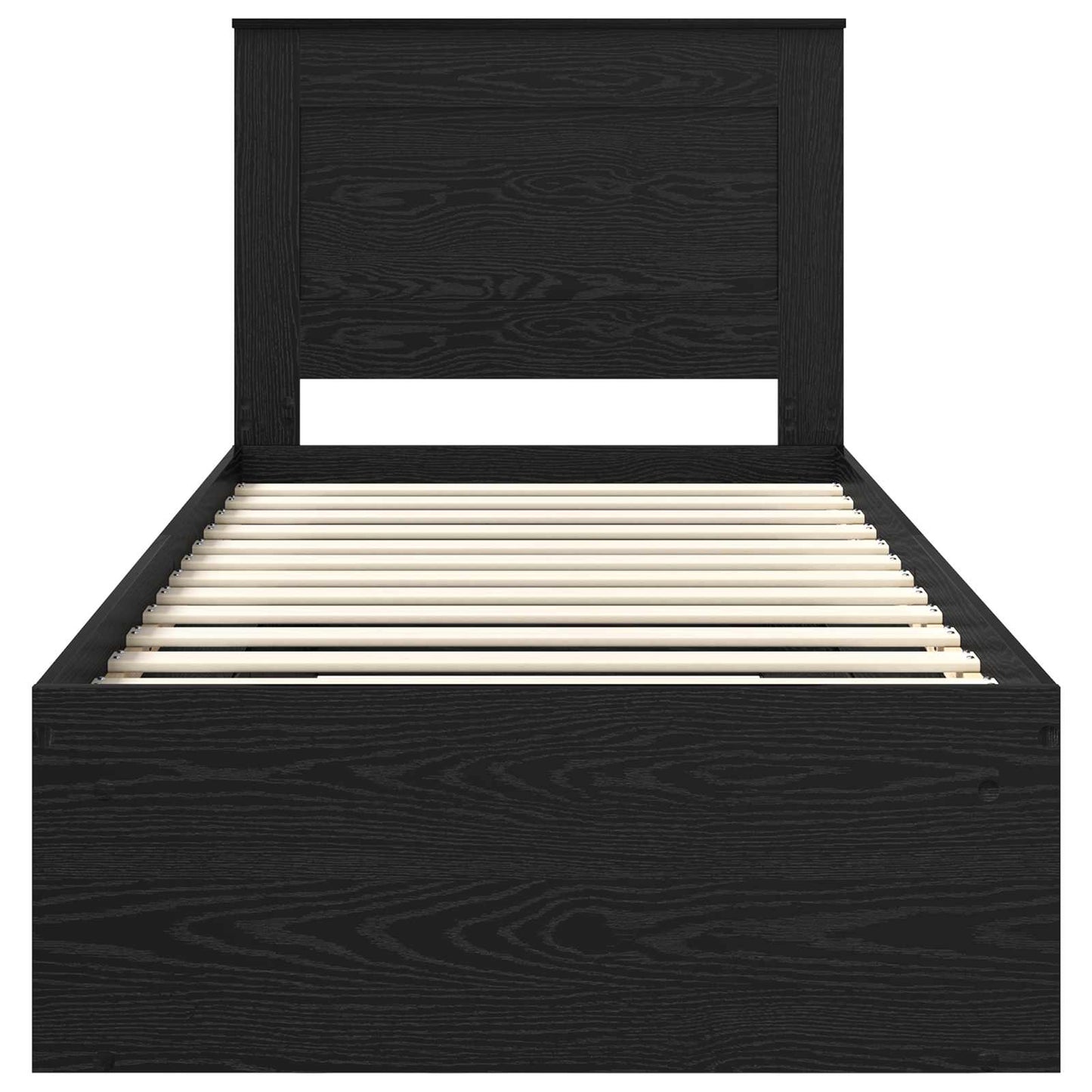 Ágykeret fejtámlával fiókkal Fekete 90 x 200 cm Tömör fenyőfa