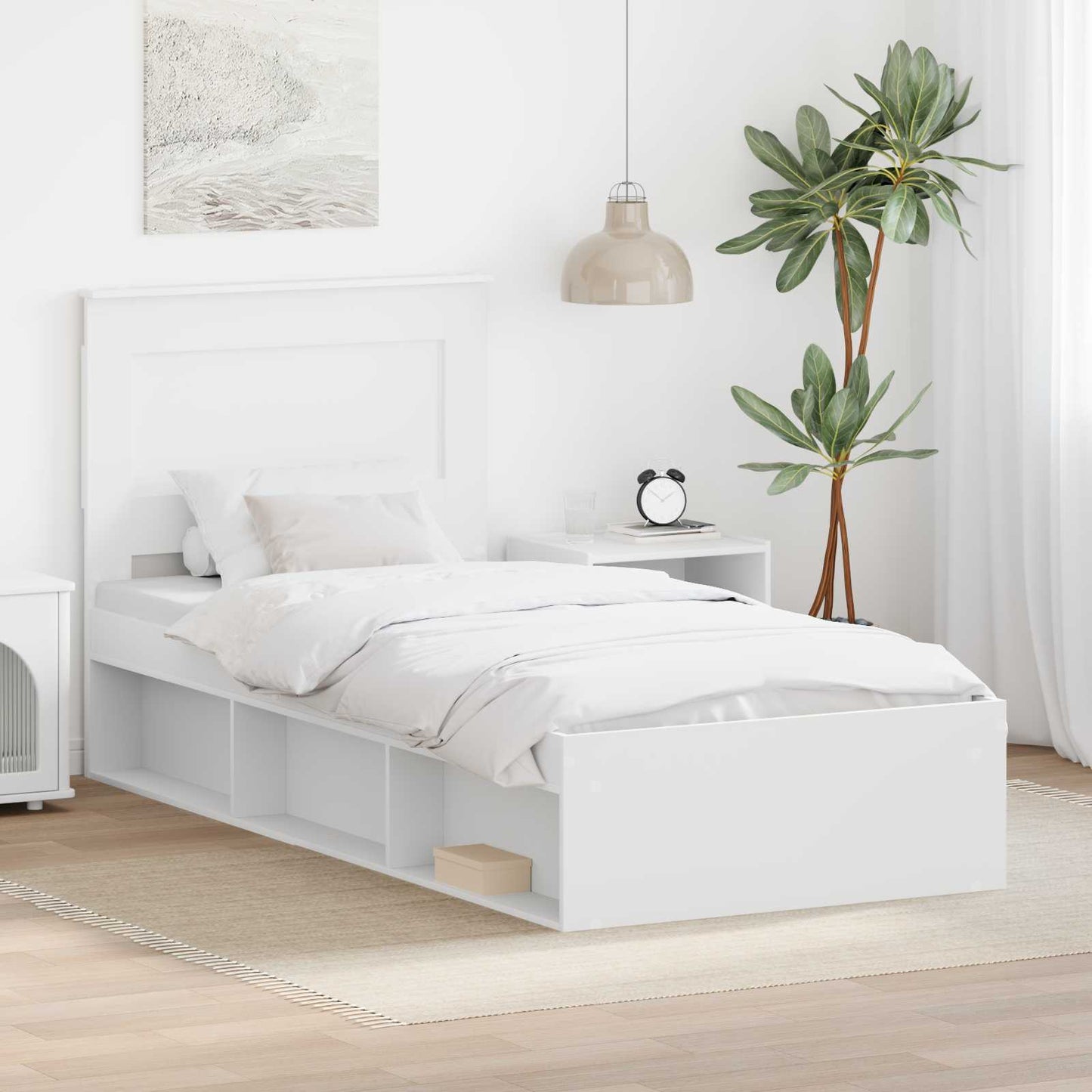 Ágykeret fejtámlával Fehér 75 x 190 cm Tömör fenyőfa