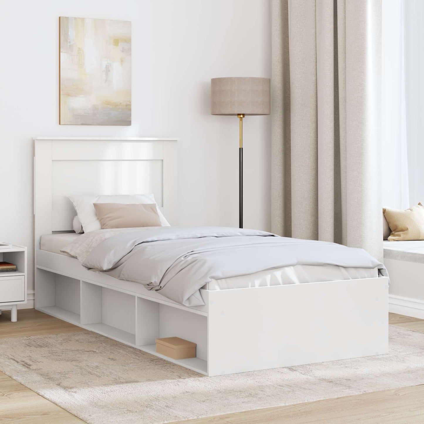Ágykeret fejtámlával Fehér 75 x 190 cm Tömör fenyőfa