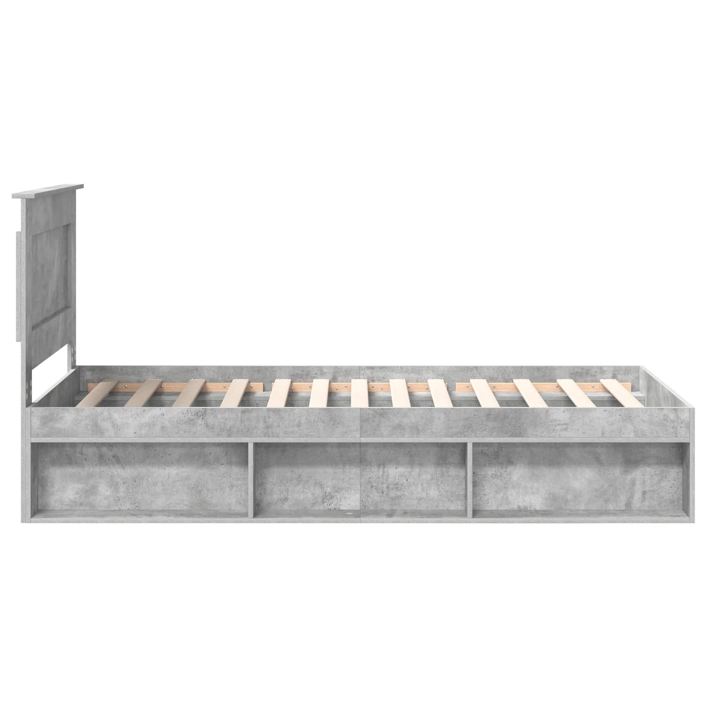Ágykeret fejtámlával Beton Szürke 75 x 190 cm Tömör fenyőfa