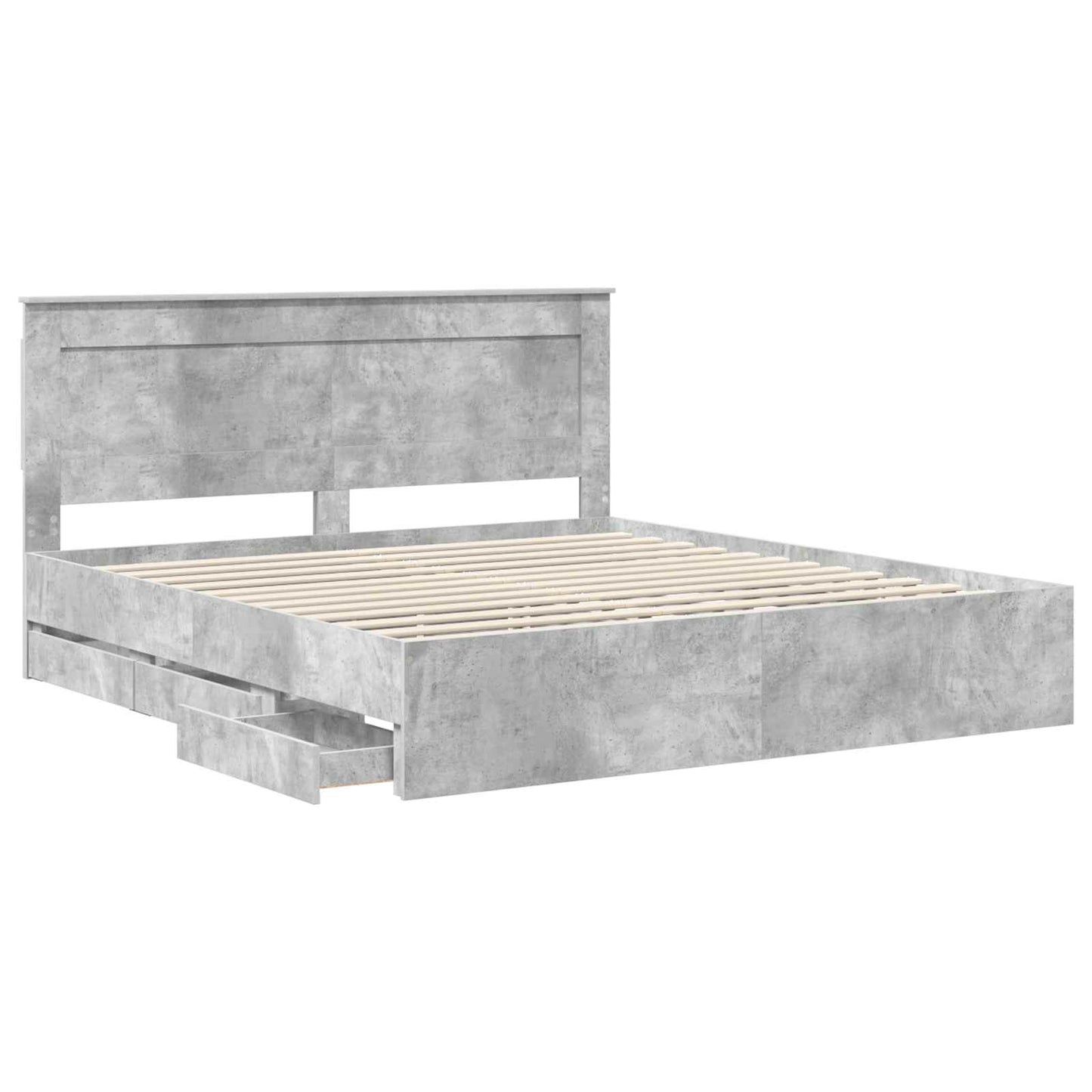 Ágykeret fiókkal tárolóval Beton Szürke 200 x 200 cm Mérnöki Fa
