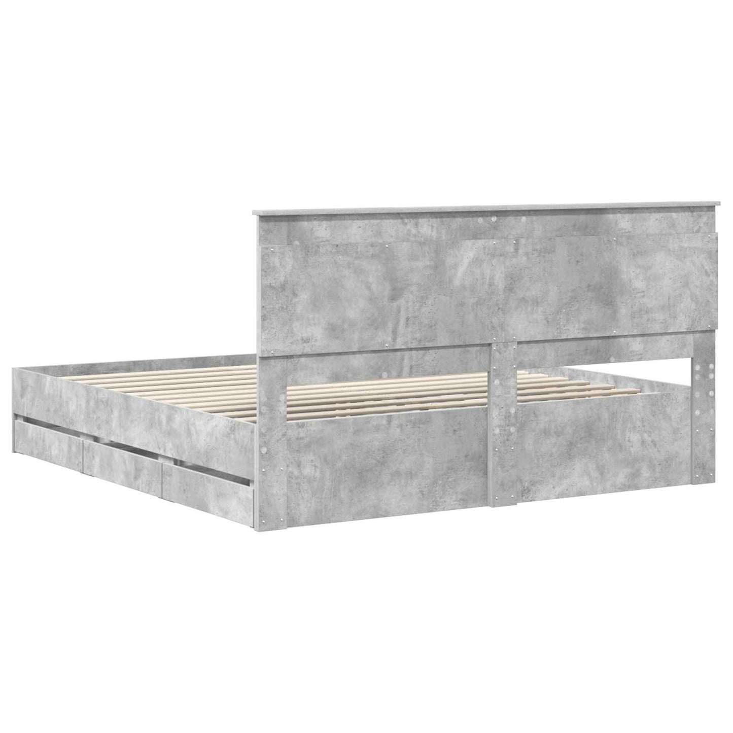 Ágykeret fiókkal tárolóval Beton Szürke 200 x 200 cm Mérnöki Fa
