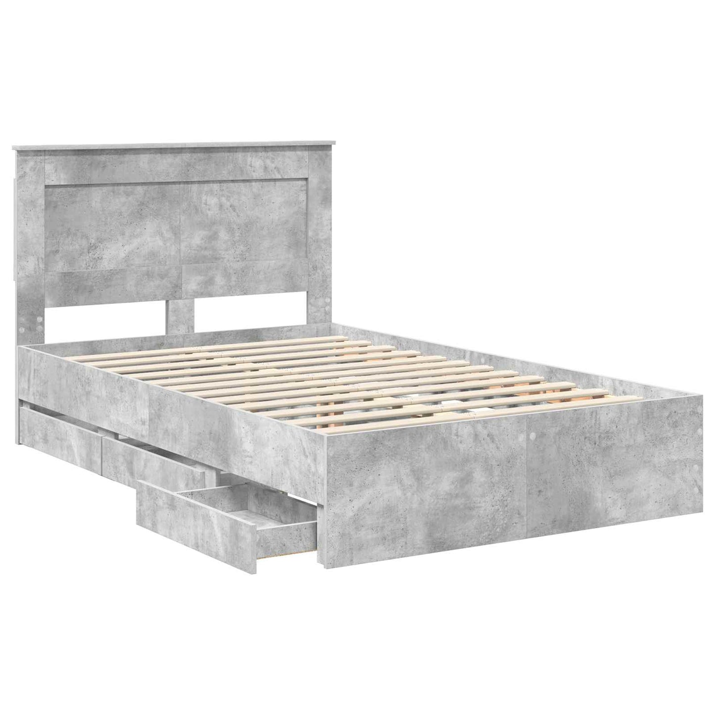 Ágykeret fiókkal tárolóval Beton Szürke 135 x 190 cm Mérnöki Fa