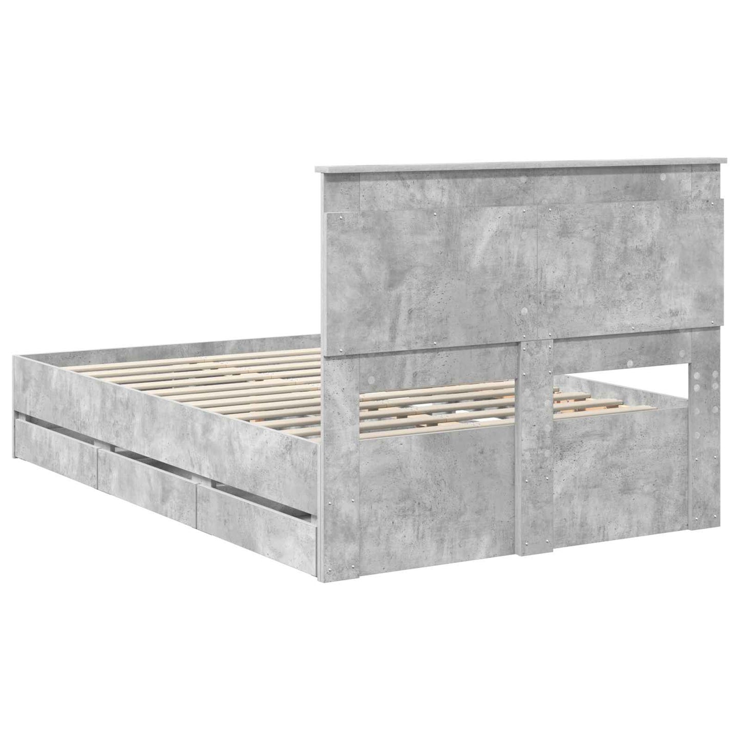 Ágykeret fiókkal tárolóval Beton Szürke 135 x 190 cm Mérnöki Fa