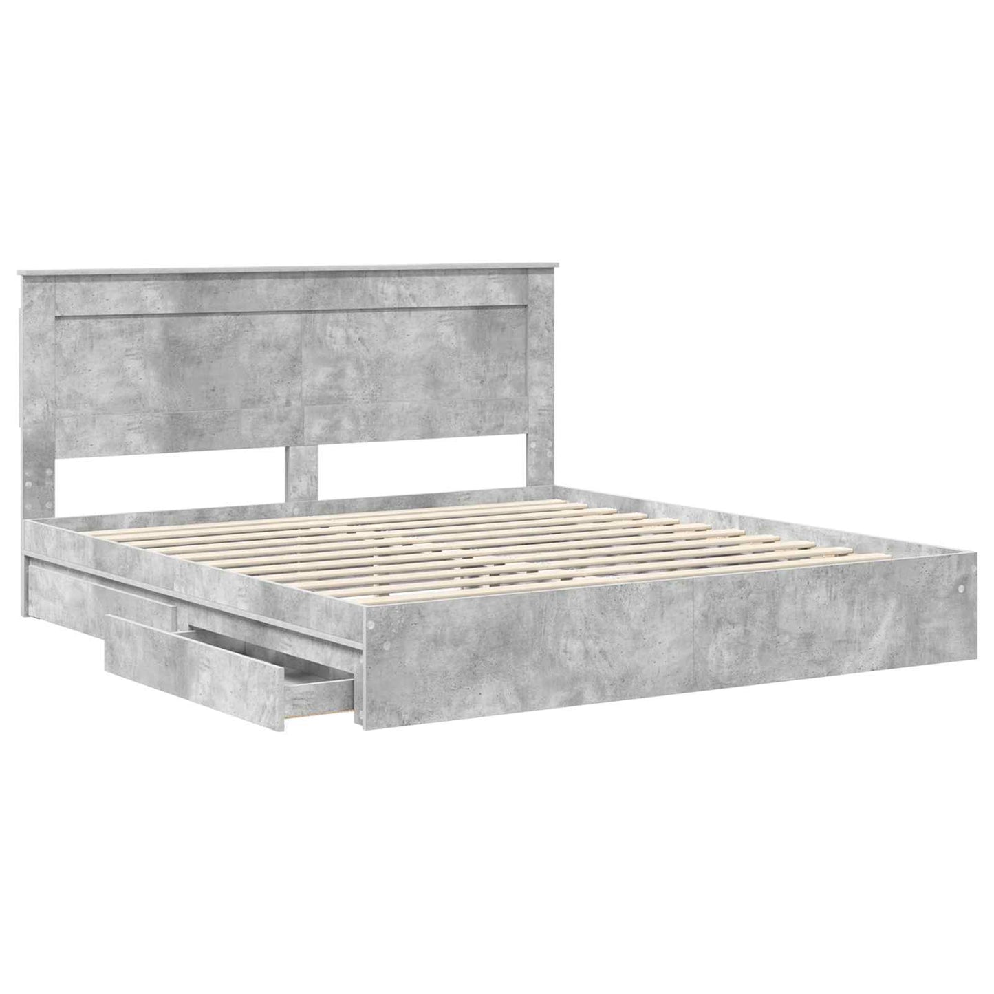 Tárolós Ágy fiókkal Beton Szürke 200 x 200 cm Szerelt Fa