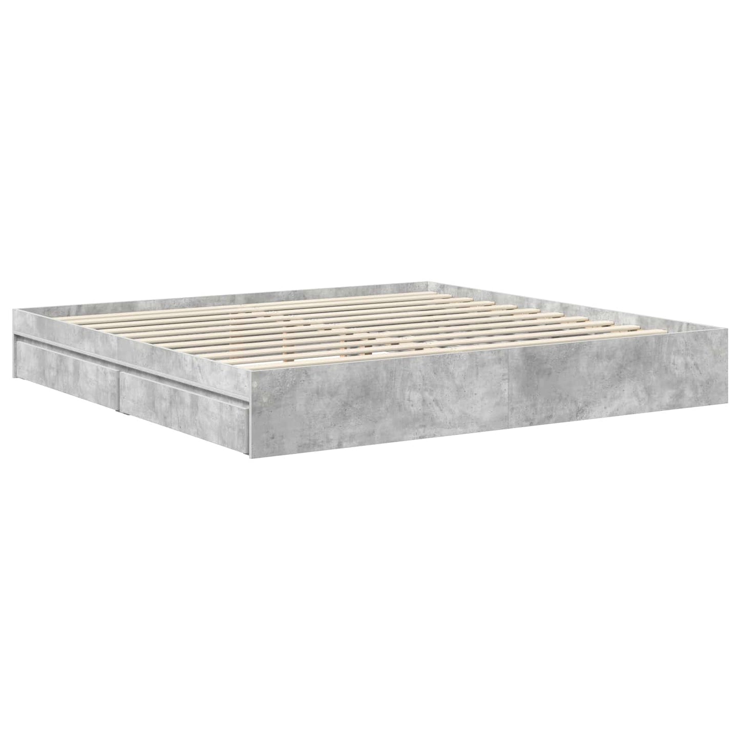 Tárolós Ágy fiókkal Beton Szürke 200 x 200 cm Szerelt Fa