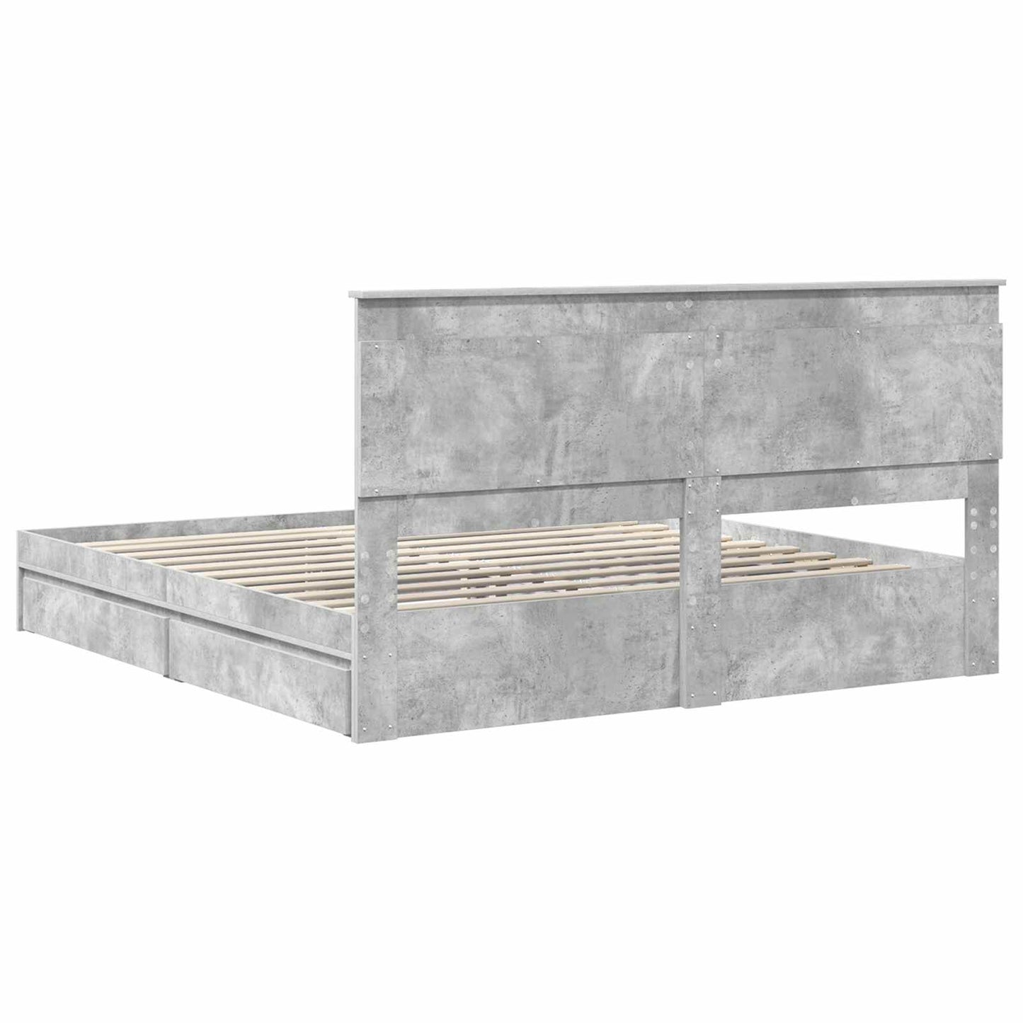 Tárolós Ágy fiókkal Beton Szürke 200 x 200 cm Szerelt Fa