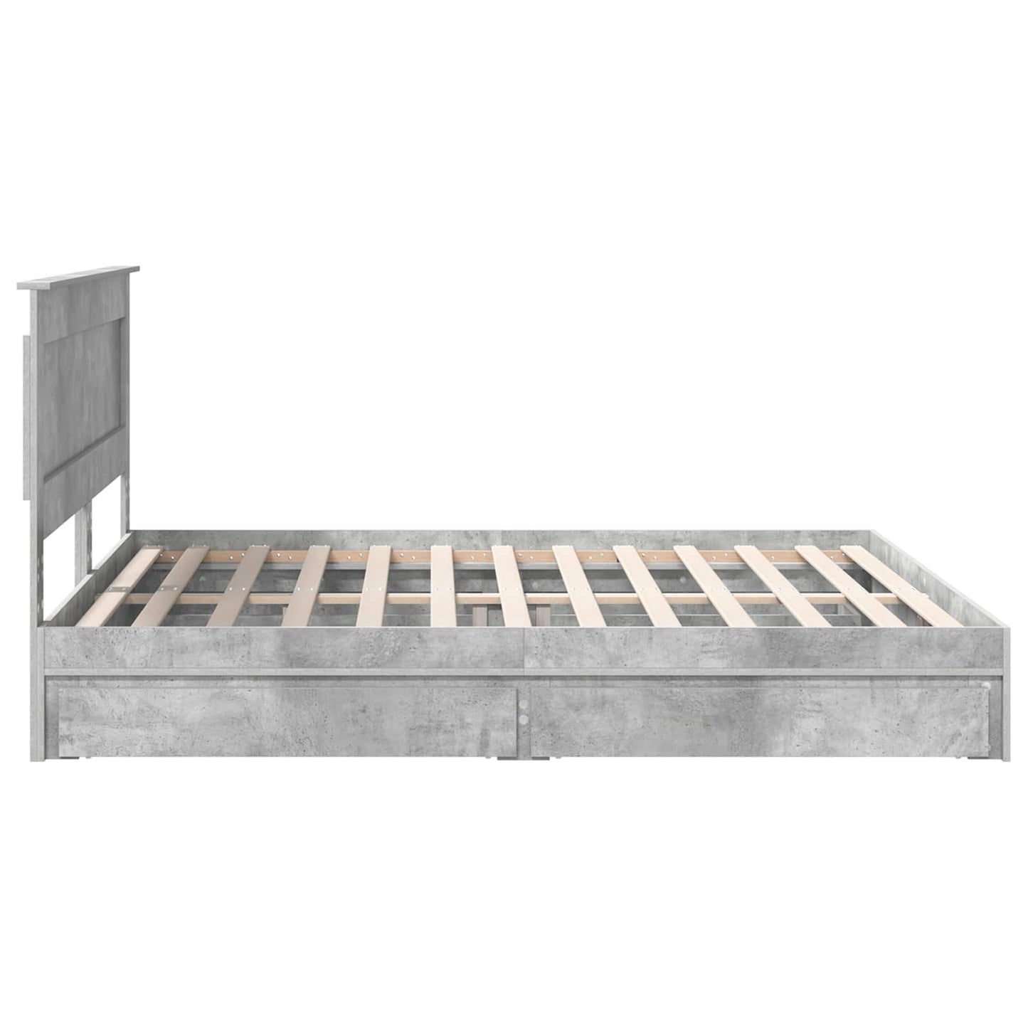 Tárolós Ágy fiókkal Beton Szürke 200 x 200 cm Szerelt Fa