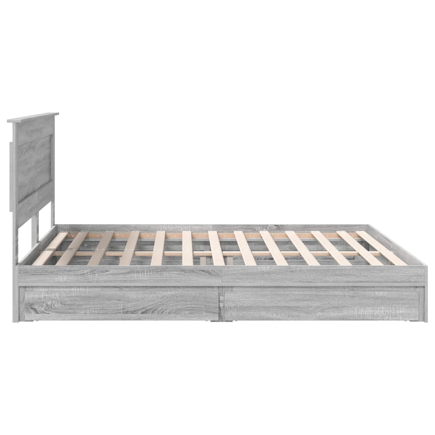 Tárolós Ágy fiókkal Szürke Sonoma 200 x 200 cm Szerelt Fa
