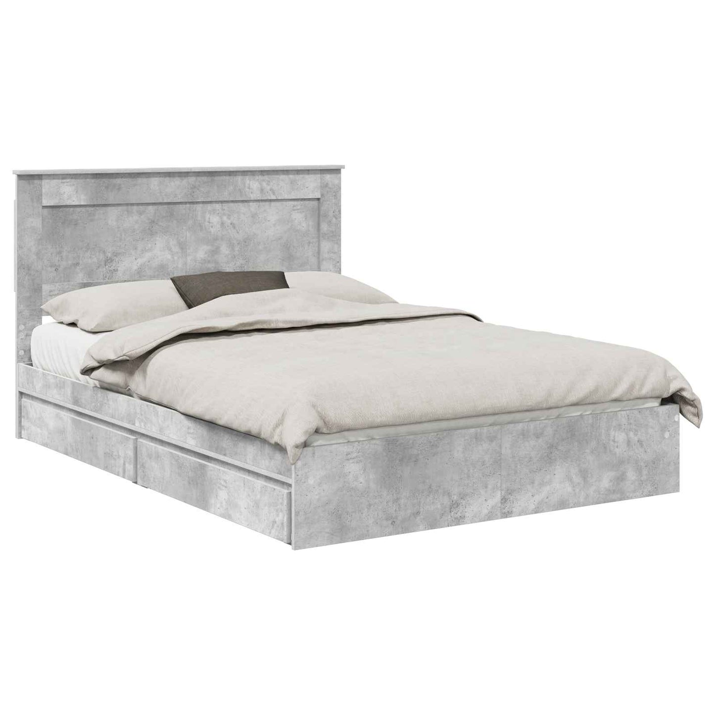 Tárolós Ágy fiókkal Beton Szürke 150 x 200 cm Szerelt Fa