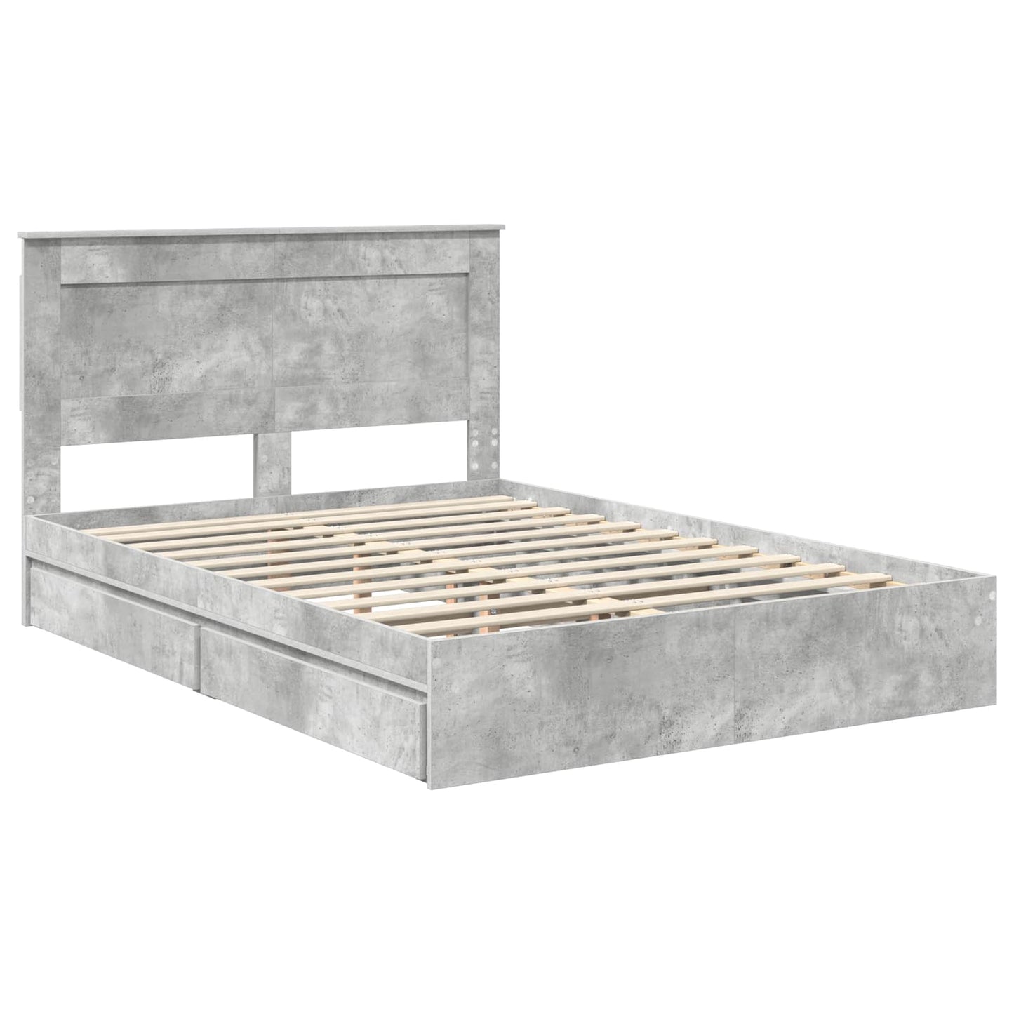 Tárolós Ágy fiókkal Beton Szürke 150 x 200 cm Szerelt Fa