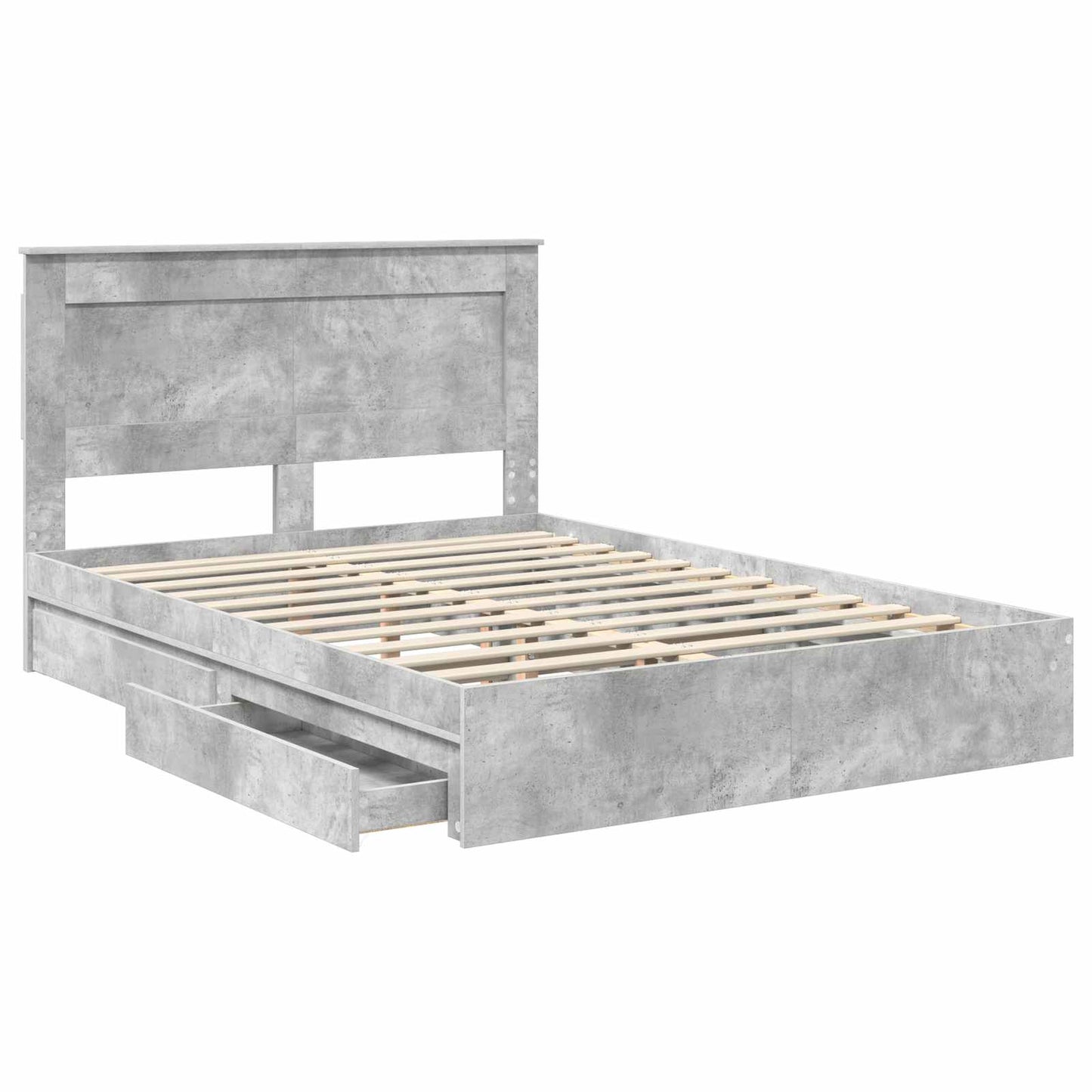 Tárolós Ágy fiókkal Beton Szürke 150 x 200 cm Szerelt Fa