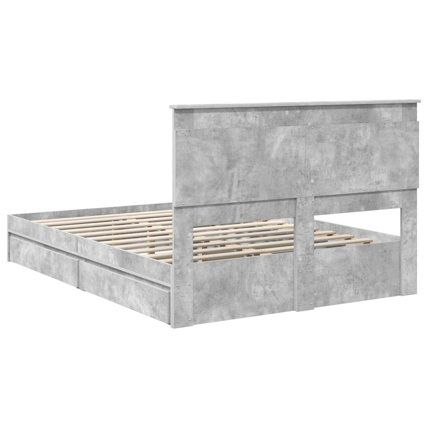 Tárolós Ágy fiókkal Beton Szürke 150 x 200 cm Szerelt Fa